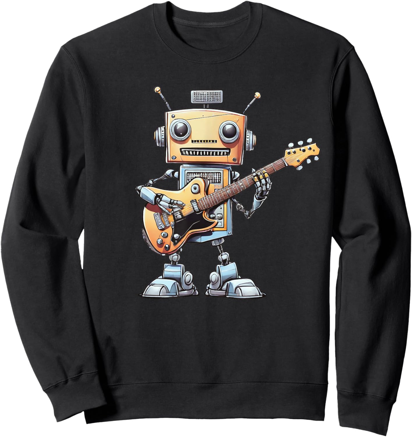 Funny Guitarist Robot Guitar Player Musician Robotics Gift Sweatshirt - Sweatshirt | Black