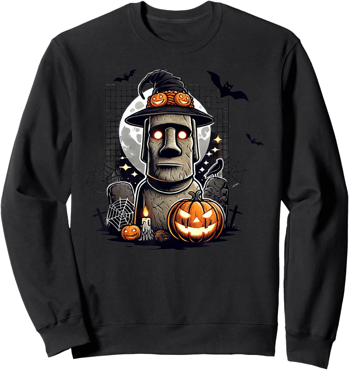 Halloween Moai Statue Ancient Culture Sweatshirt - Sweatshirt | Black