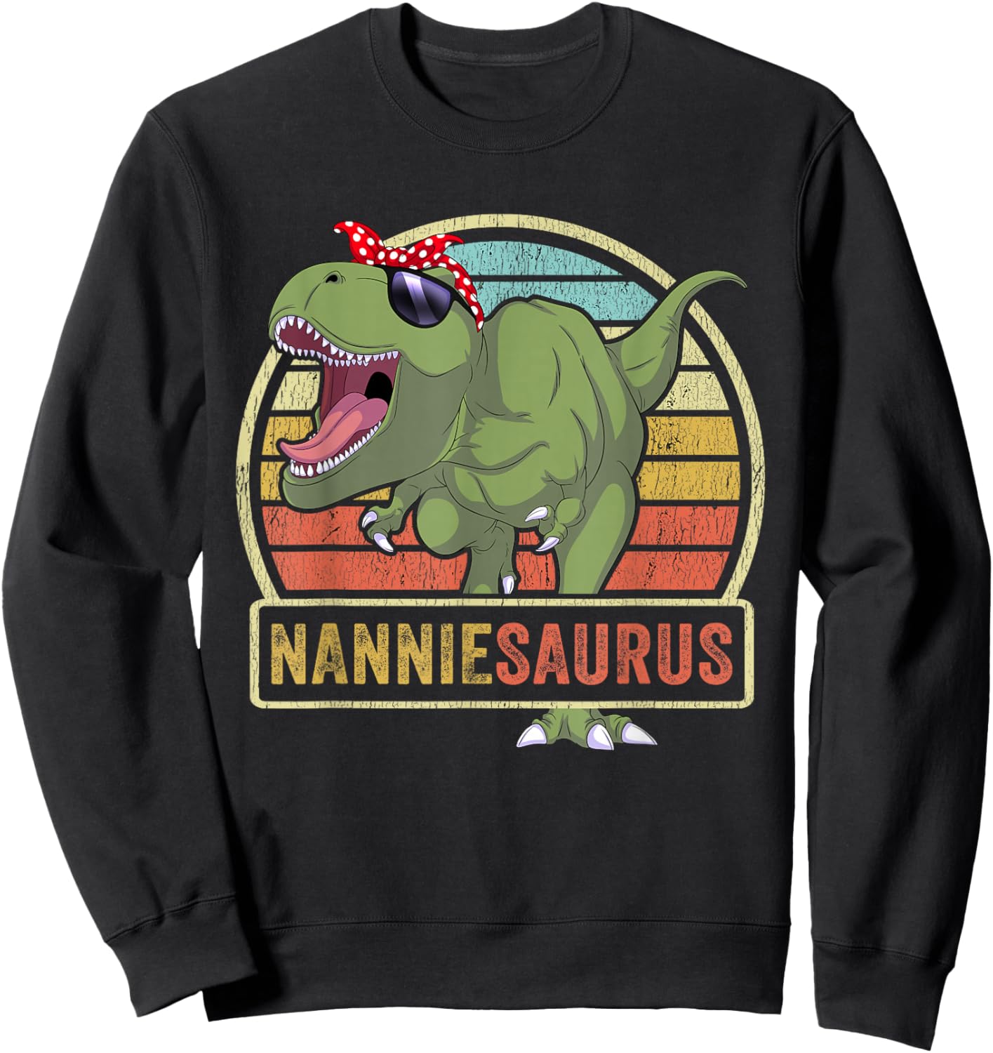 Nanniesaurus Dinosaur Nannie Saurus Family Matching Sweatshirt - Sweatshirt | Black
