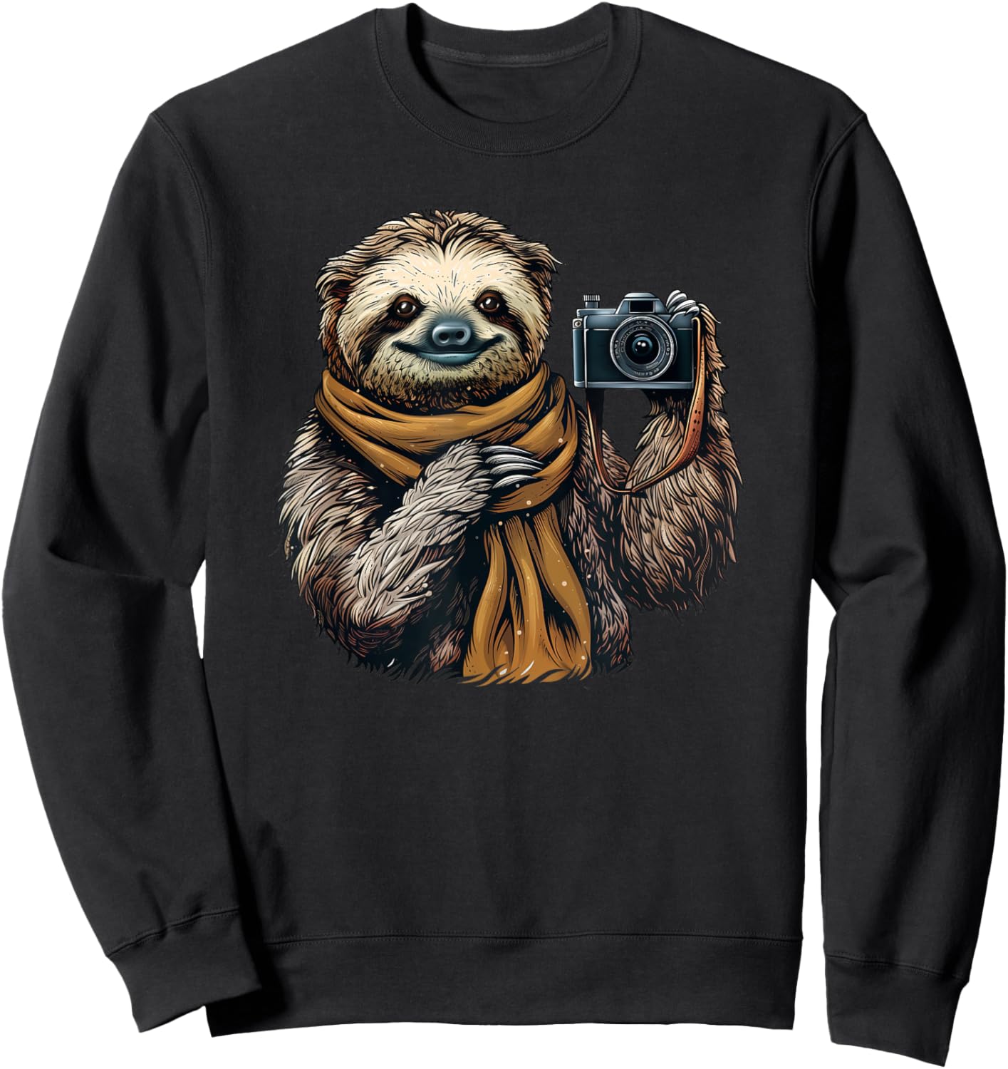 Sloth With A Camera - Sloth Lovers - Cute Sloth Photographer Sweatshirt - Sweatshirt | Black