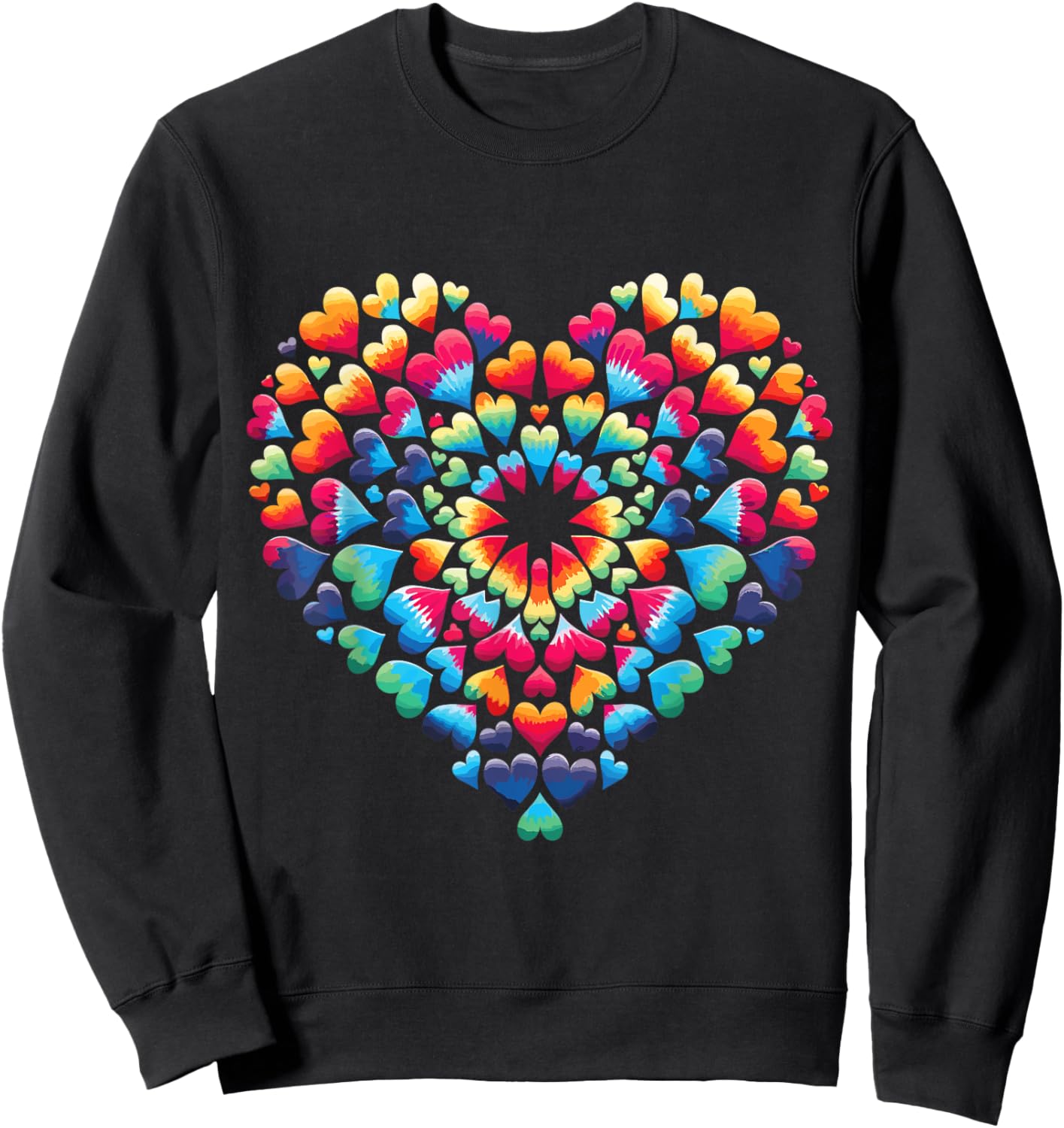 Vibrant Heart Tie-Dye Explosion Colorful rainbow Love Sweatshirt - Sweatshirt | Black