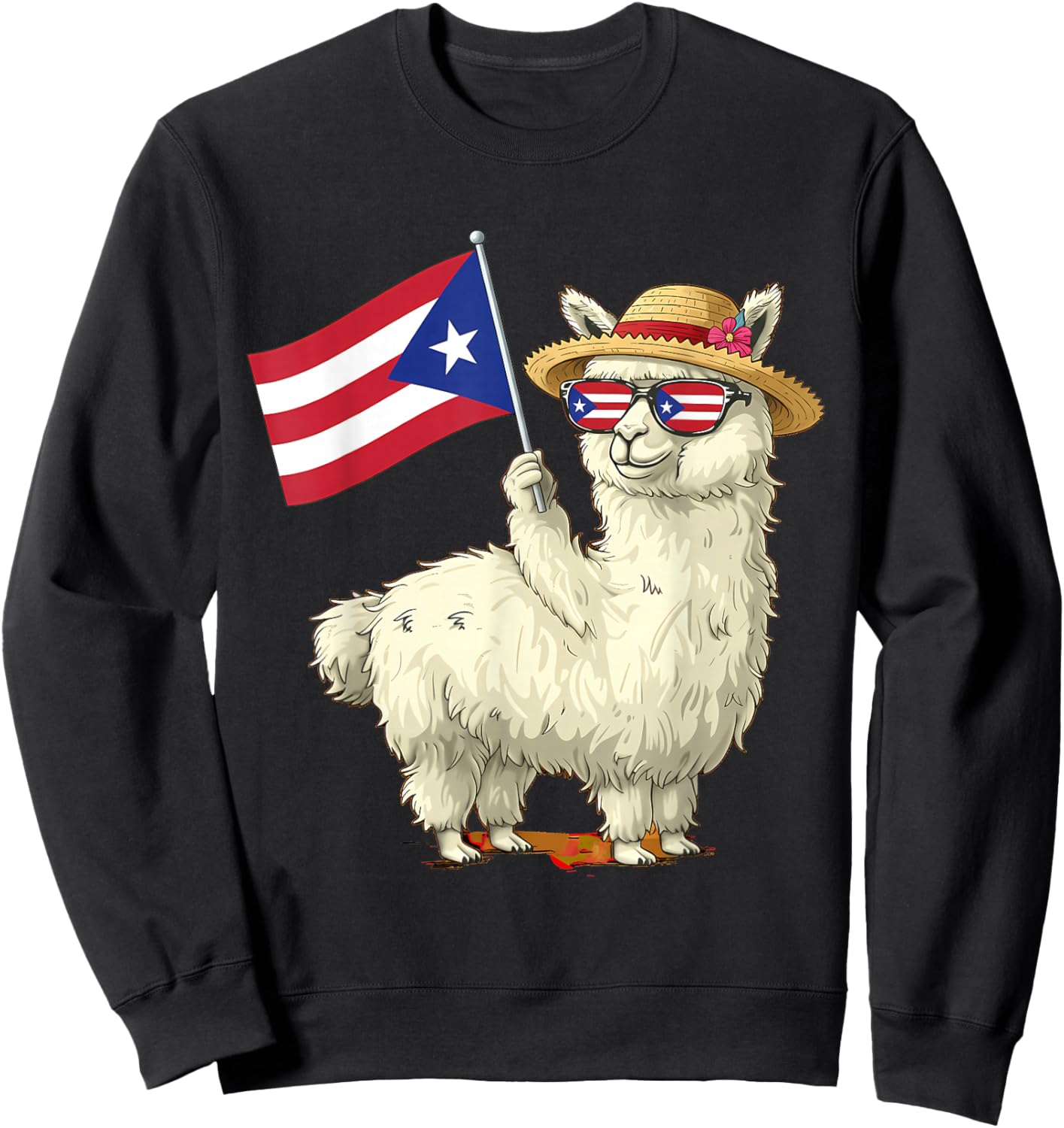 Puerto Rico Flag Llama Boricua Puerto Rican Flag Alpaca Sweatshirt - Sweatshirt | Black