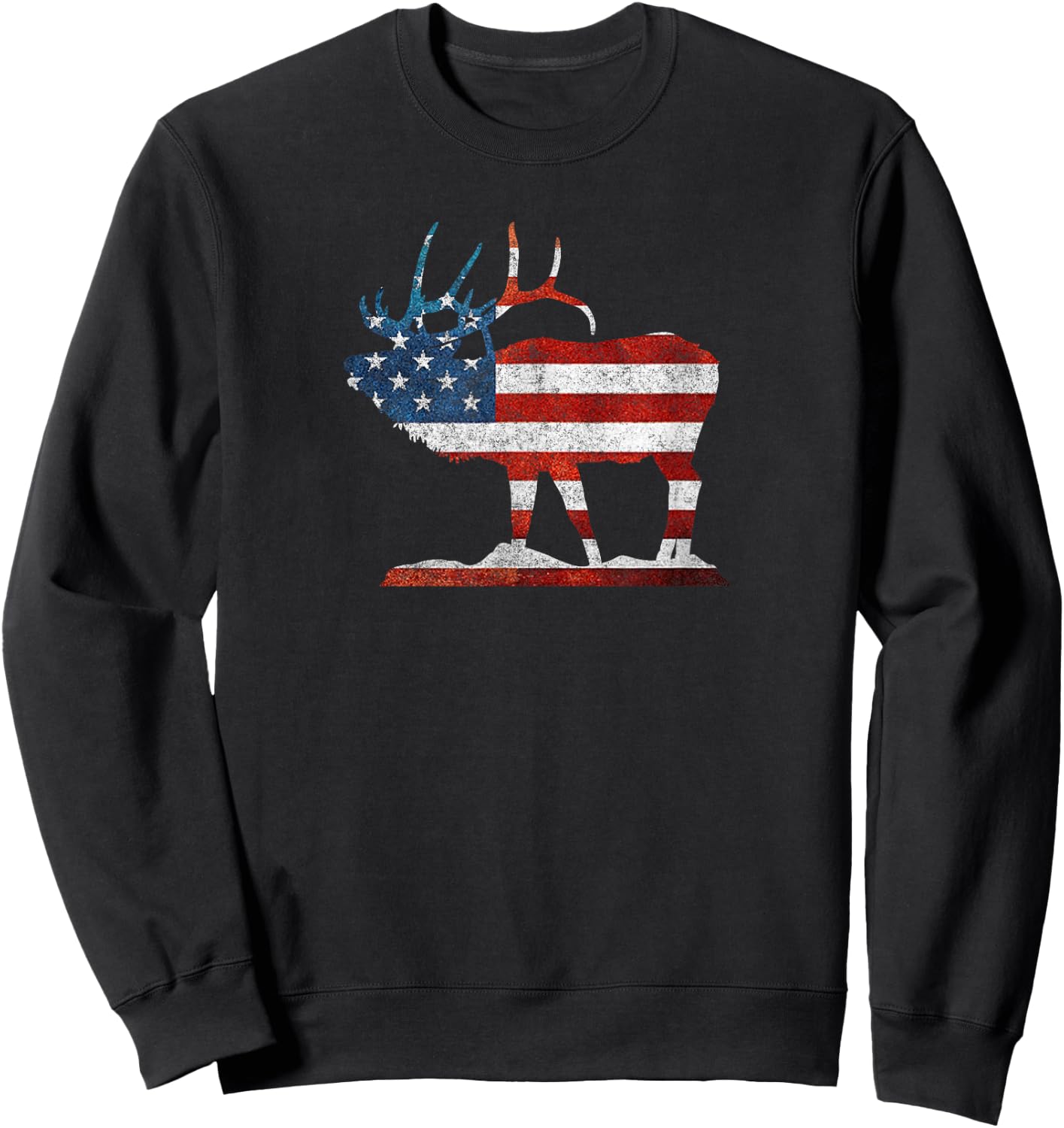 Vintage Bull Elk Shirt American Elk Hunting Gift Sweatshirt - Sweatshirt | Black