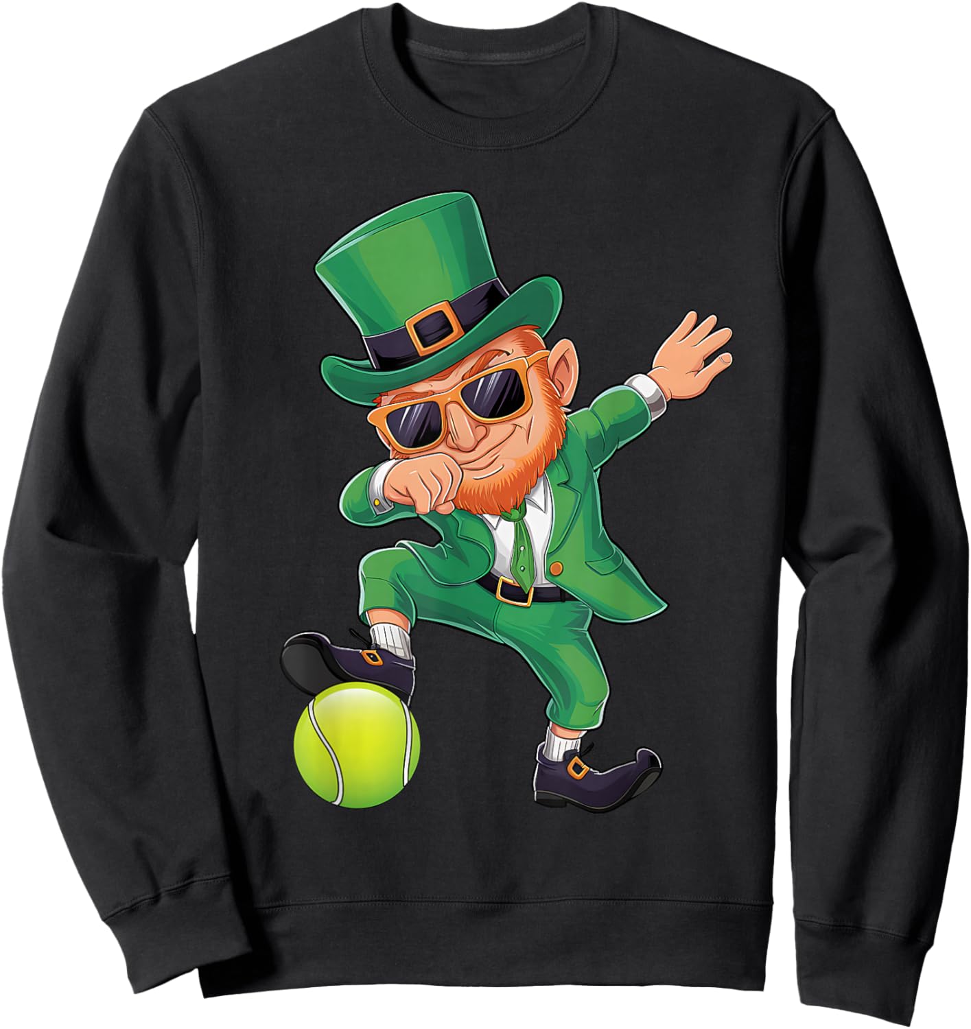 Dabbing Leprechaun St Patricks Day Boys Men Tennis Sport Sweatshirt - Sweatshirt | Black