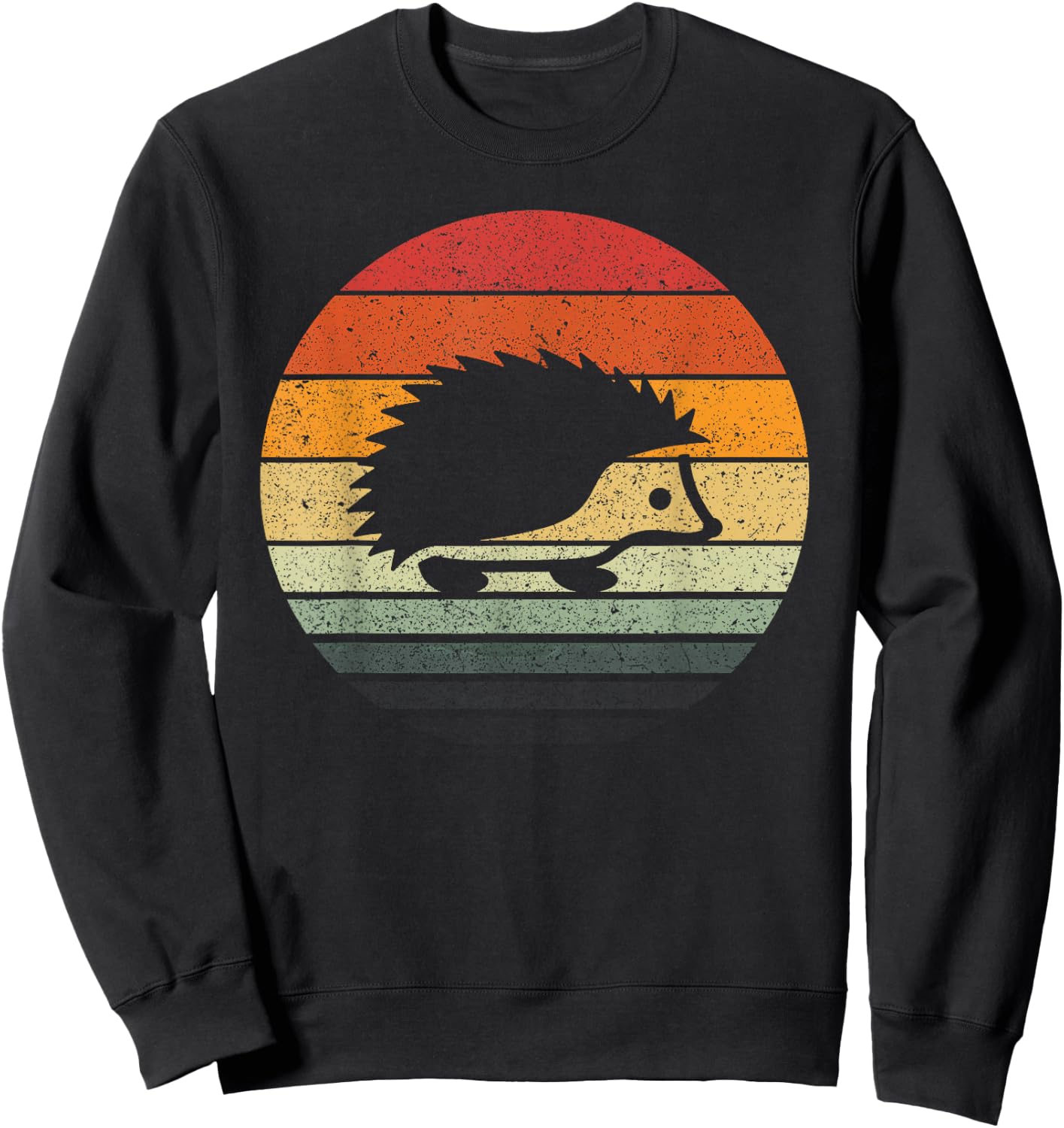 Vintage Retro Sunset Hedgehog Sweatshirt - Sweatshirt | Black