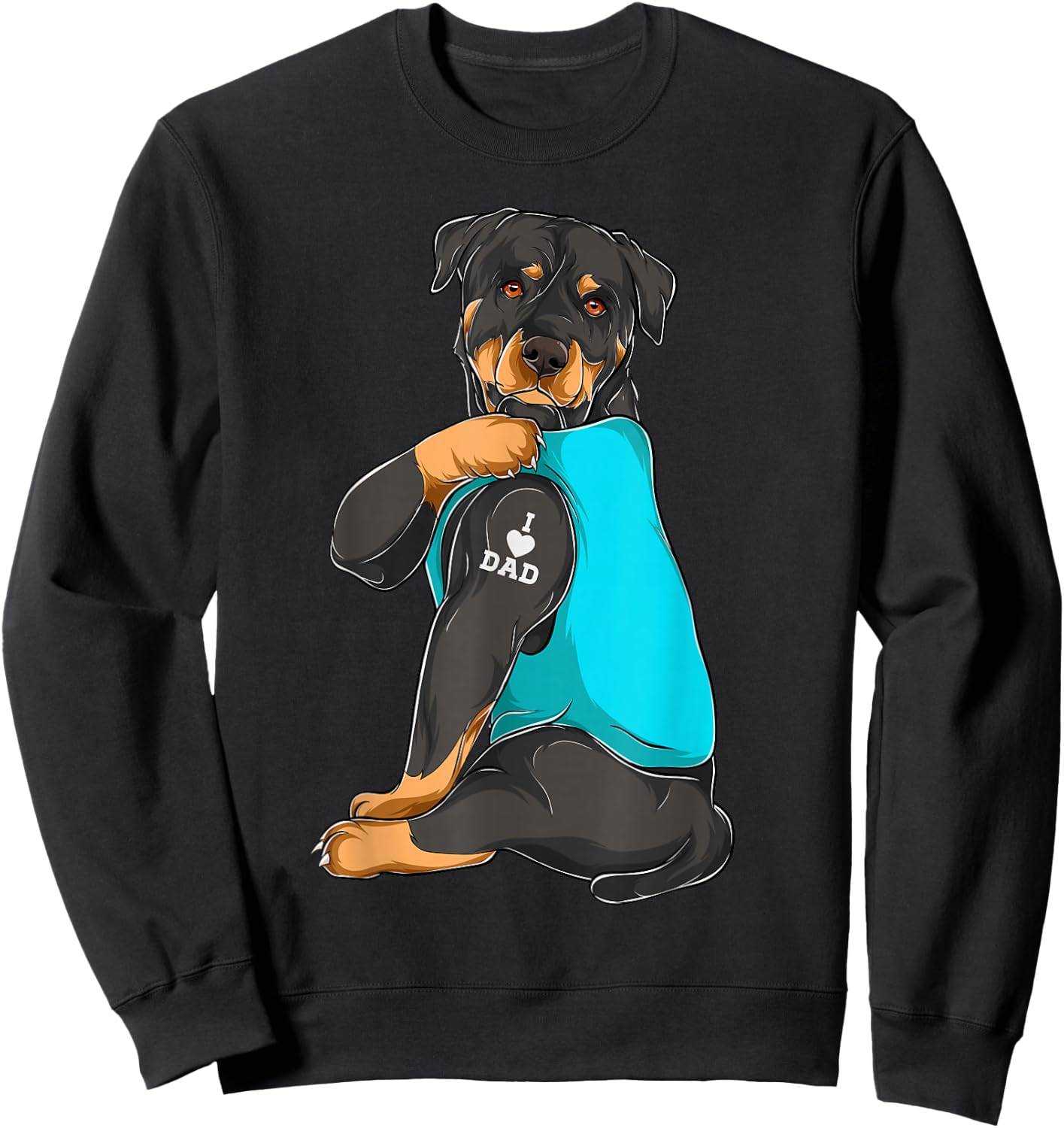 Rottweiler I Love Dad Tattoo Apparel, Dog Dad Gifts Dads Sweatshirt - Sweatshirt | Black