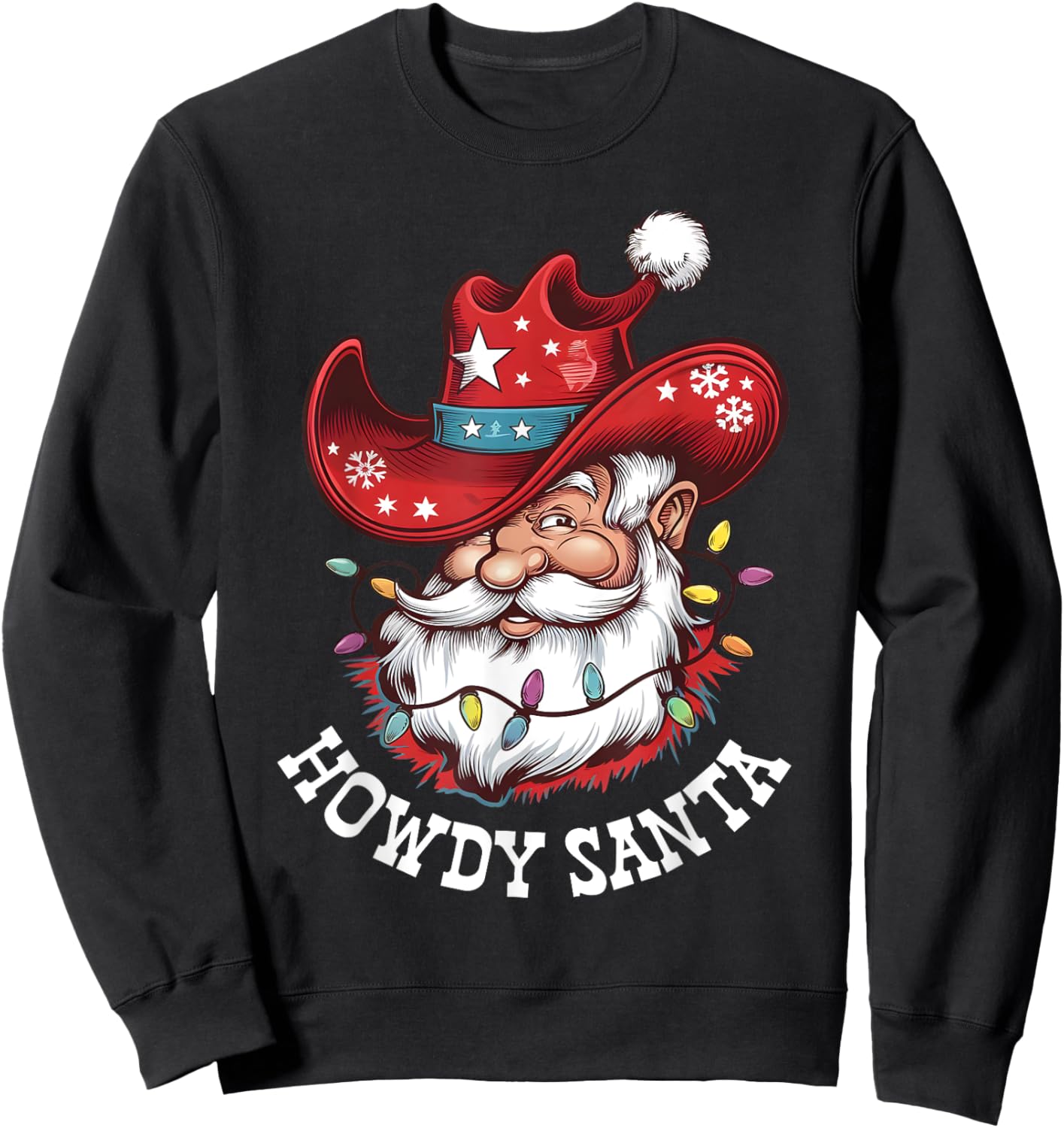 Howdy Santa Cowboy Western Christmas Funny Xmas Costumes Sweatshirt - Sweatshirt | Black