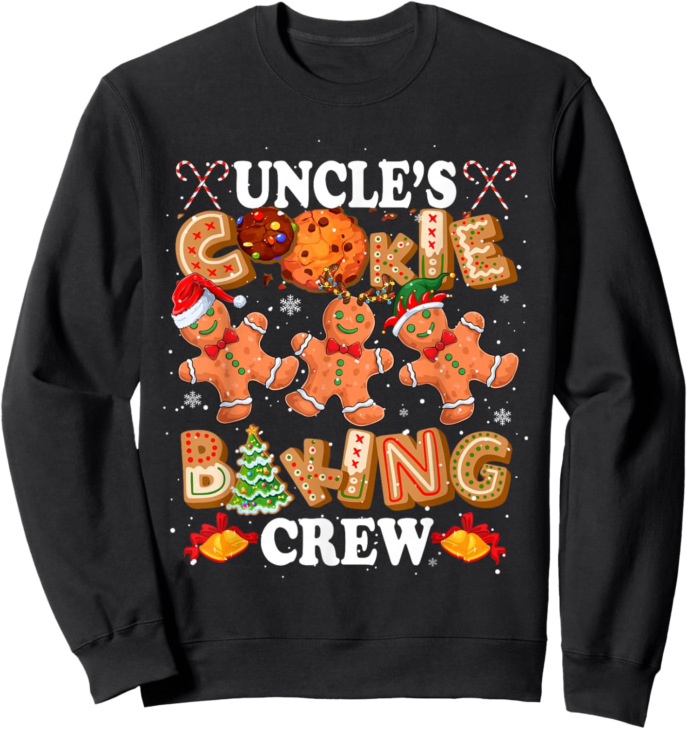 Uncle's Xmas Cookie Baking Crew Three Santa Gingerbreads Sweatshirt - Sweatshirt | Black