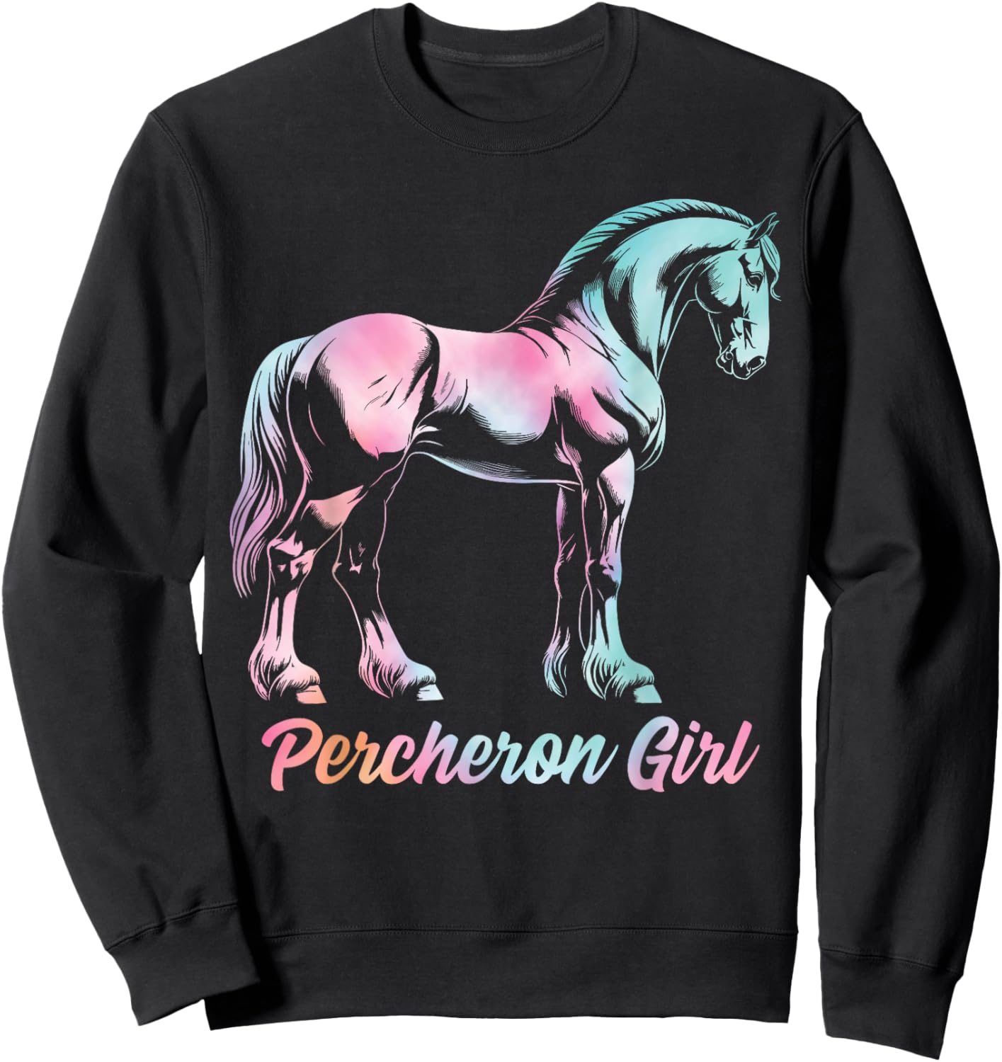 Percheron Horse Girl, Equestrian Percheron Horse Sweatshirt - Sweatshirt | Black