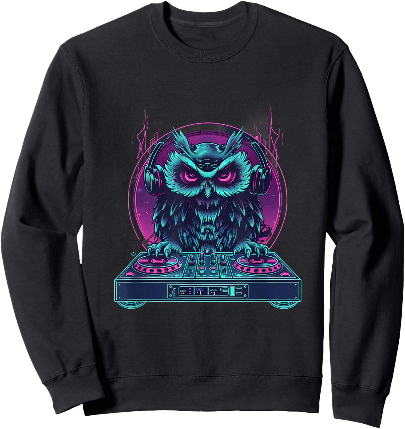 Owl DJ Techno Turntable DJ Owl House Dance Music Owl Lover Sweatshirt - Sweatshirt | Black