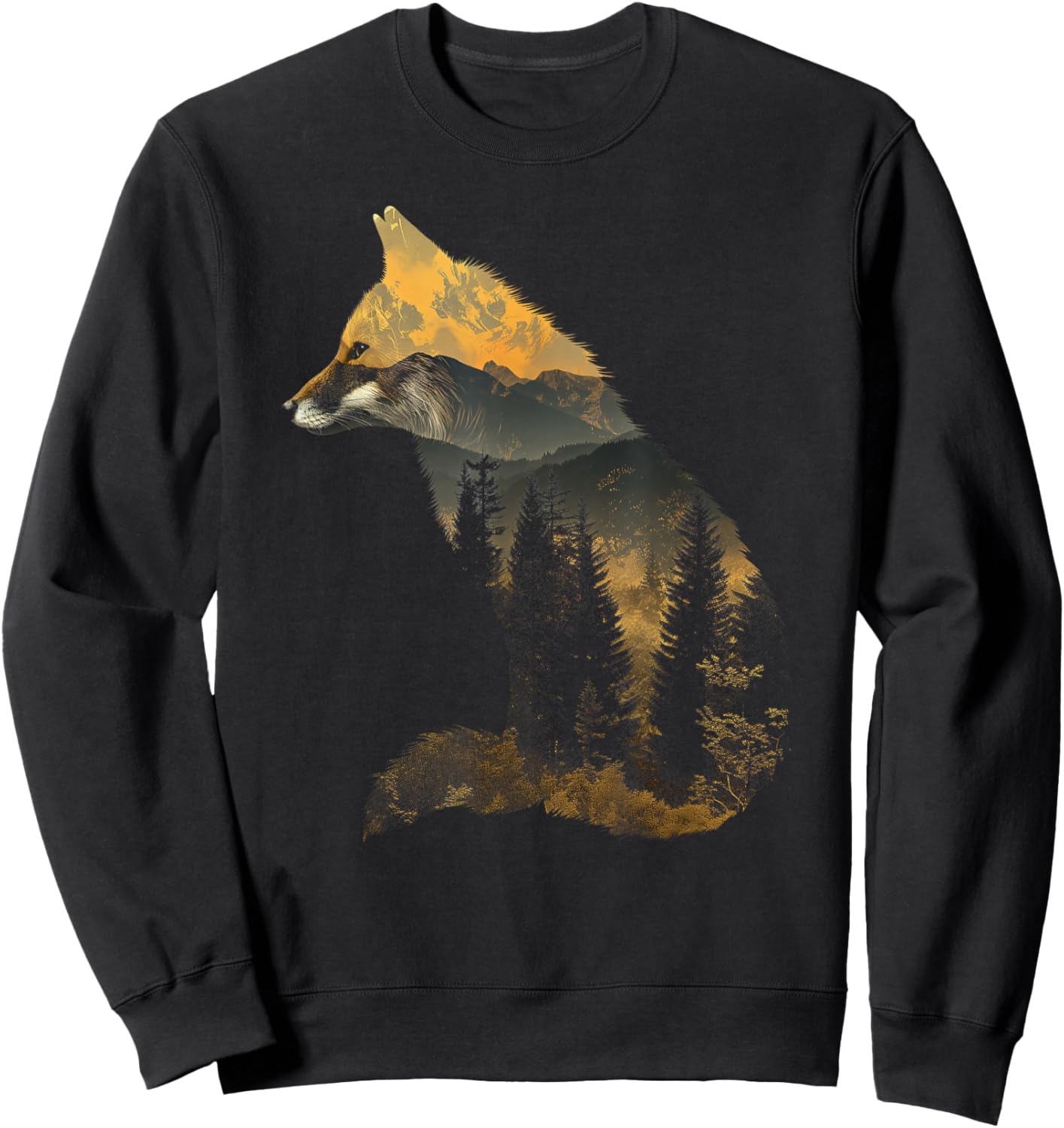 Fox Forest Nature Lover Mountains Hiking Camping Bushcraft Sweatshirt - Sweatshirt | Black