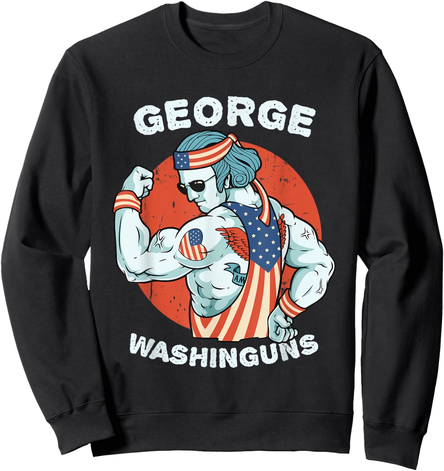 Funny George Washinguns Workout Patriotic 4th of July Men Sweatshirt - Sweatshirt | Black