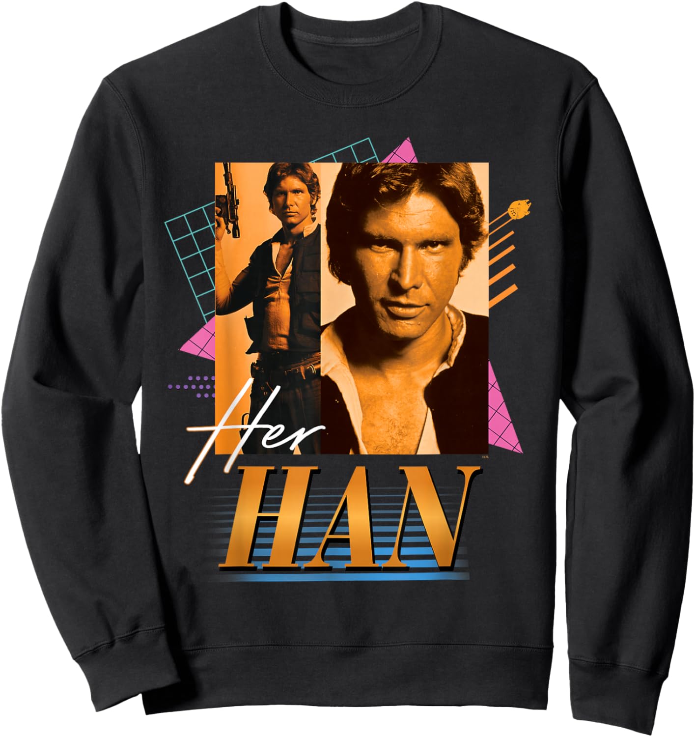 Star Wars Valentine's Day '90s Couples Matching Her Han Sweatshirt - Sweatshirt | Black