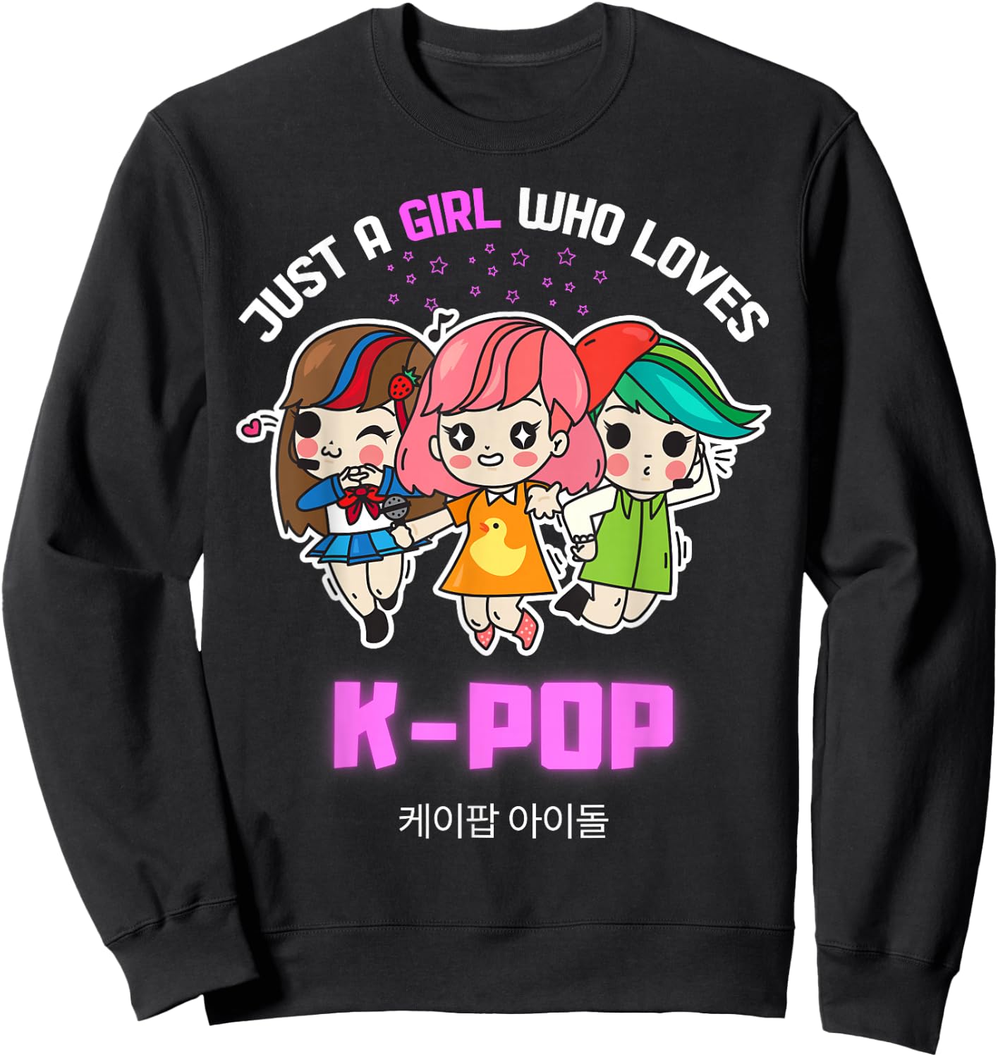 Just A Girl Who Loves K-Pop Gift Teen Girls K-Pop Merch Sweatshirt - Sweatshirt | Black