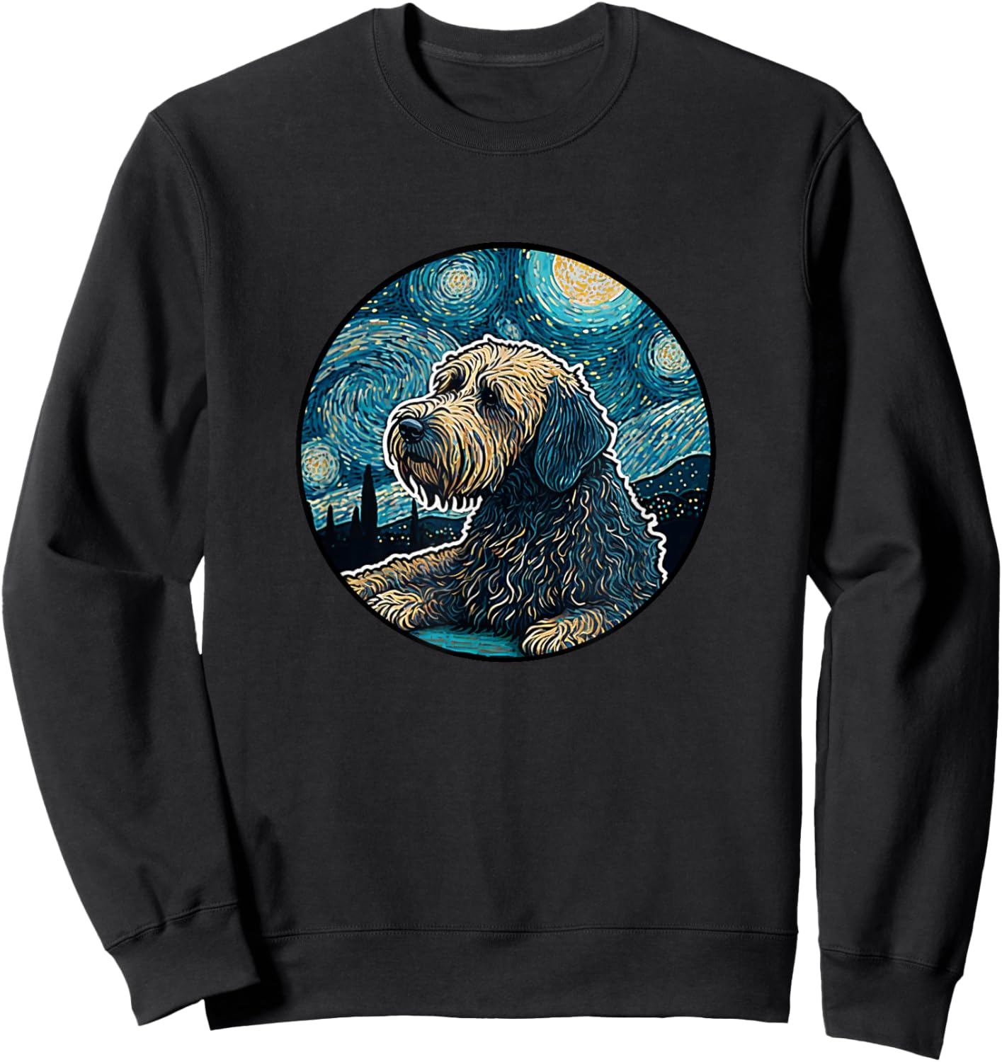 Whoodle Starry Night Painting Dog Mom Dad Women Girls Kids Sweatshirt - Sweatshirt | Black