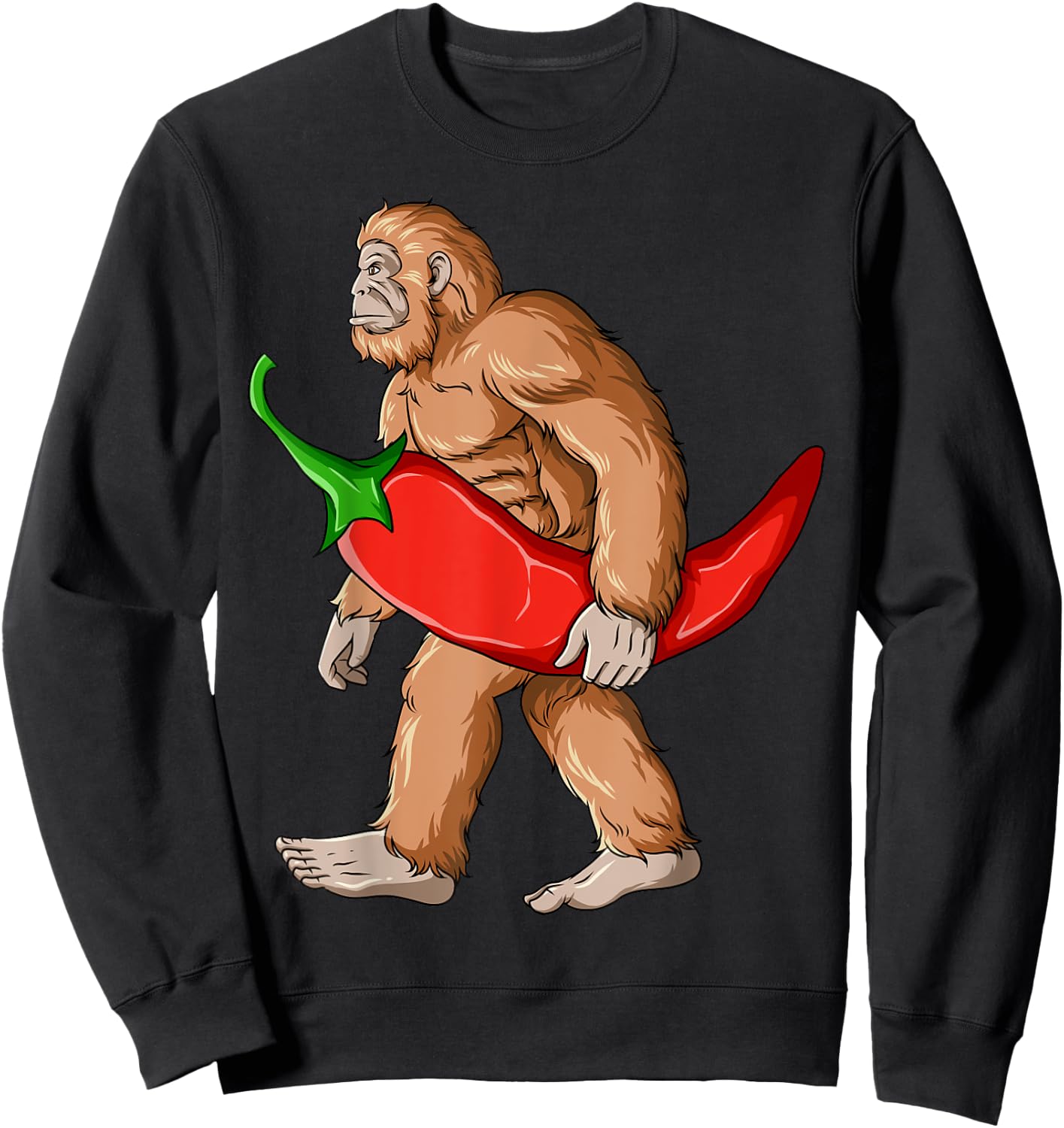 Bigfoot Chili Pepper Sasquatch Mexican Jalapeno Sweatshirt - Sweatshirt | Black