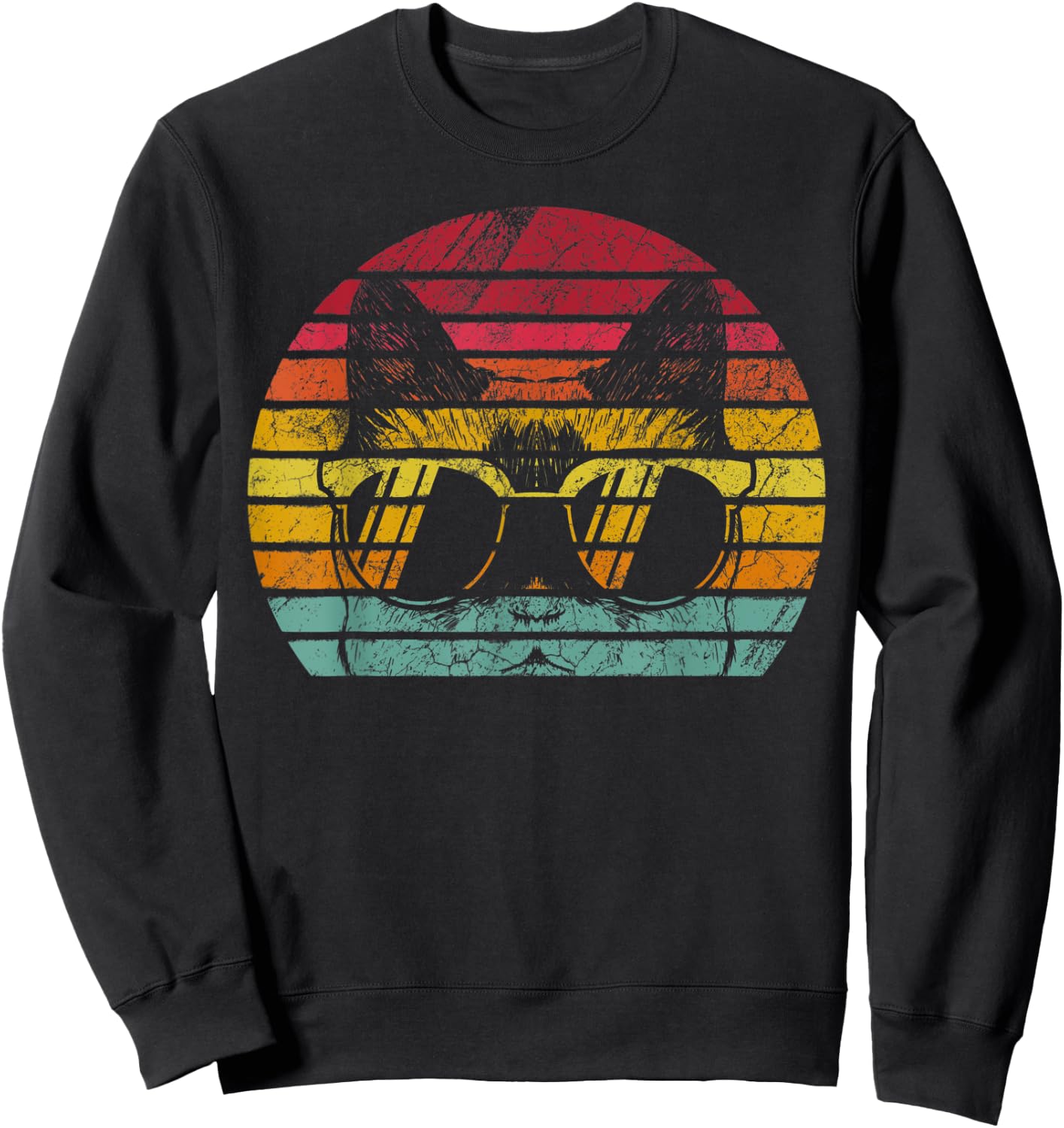 Retro Style Vintage Funny Cat Sunglasses Men Women Gift Sweatshirt - Sweatshirt | Black