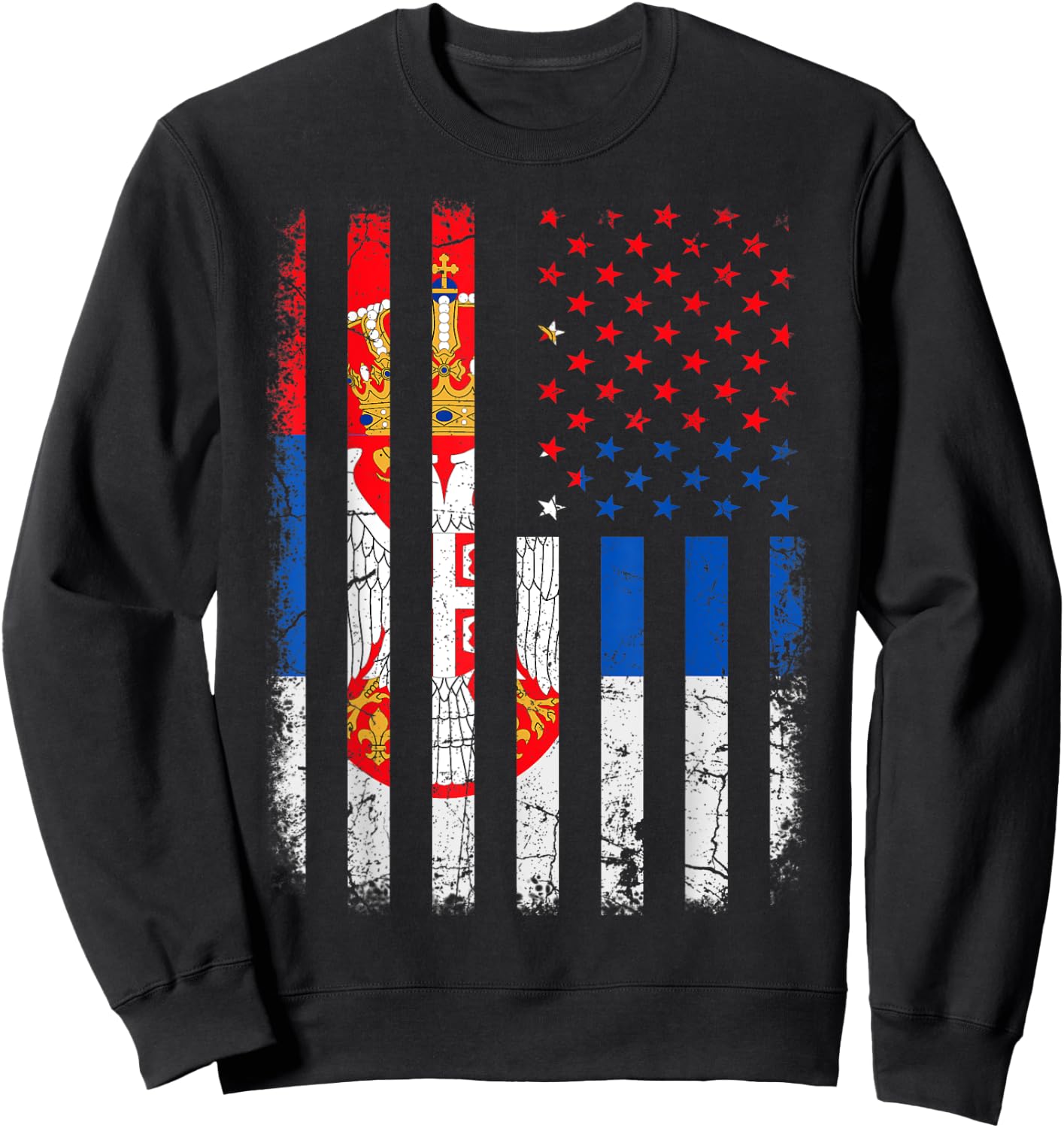 Serbian American Flag Serbia America Pride Heritage Sweatshirt - Sweatshirt | Black