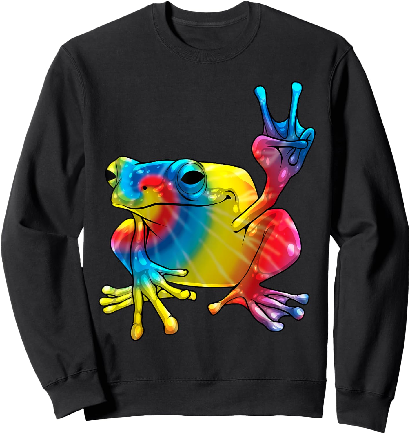 Cute Frog Peace Sign Women Amphibian Animal Lover Sweatshirt - Sweatshirt | Black