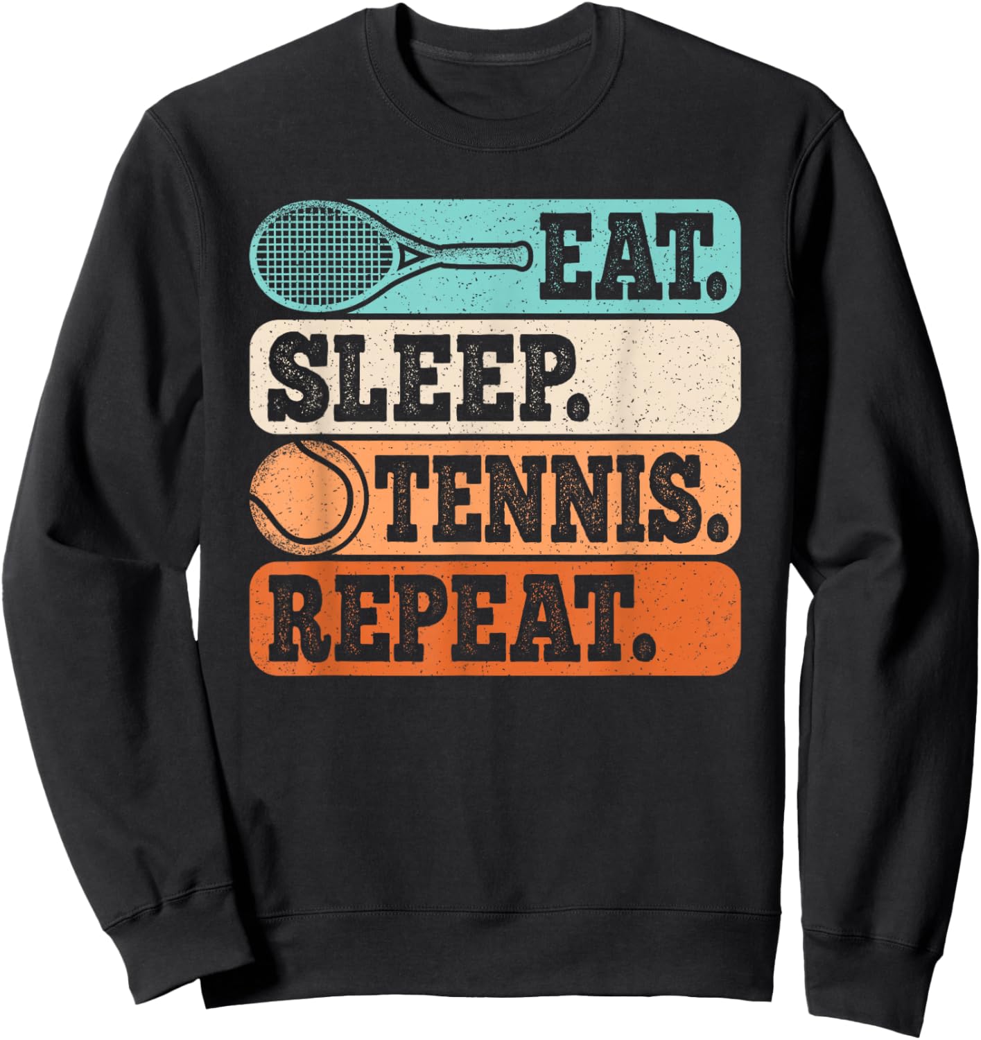 Eat Sleep Tennis Repeat Funny Retro Tennis Player Men Boys Sweatshirt - Sweatshirt | Black