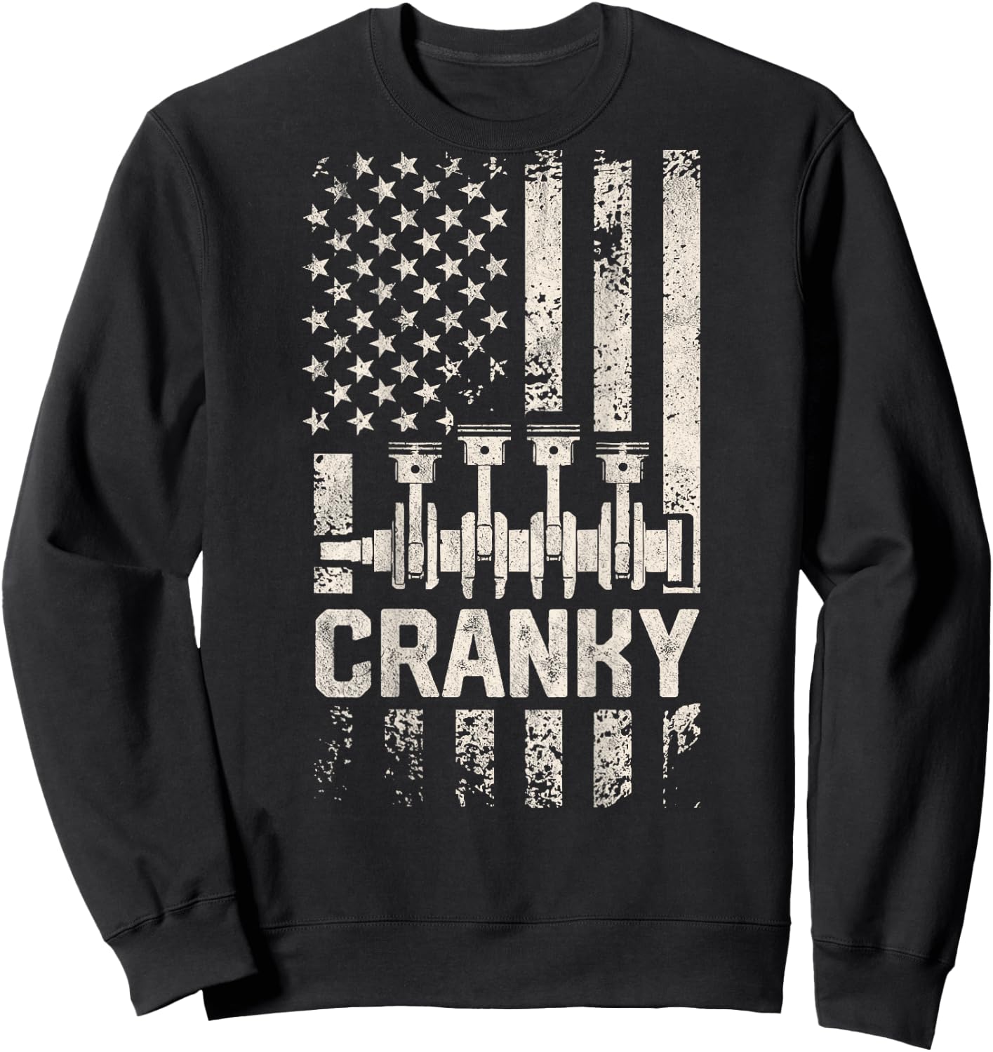 Cranky Car Engine Crankshaft Funny Mechanics for Fathers Day Sweatshirt - Sweatshirt | Black