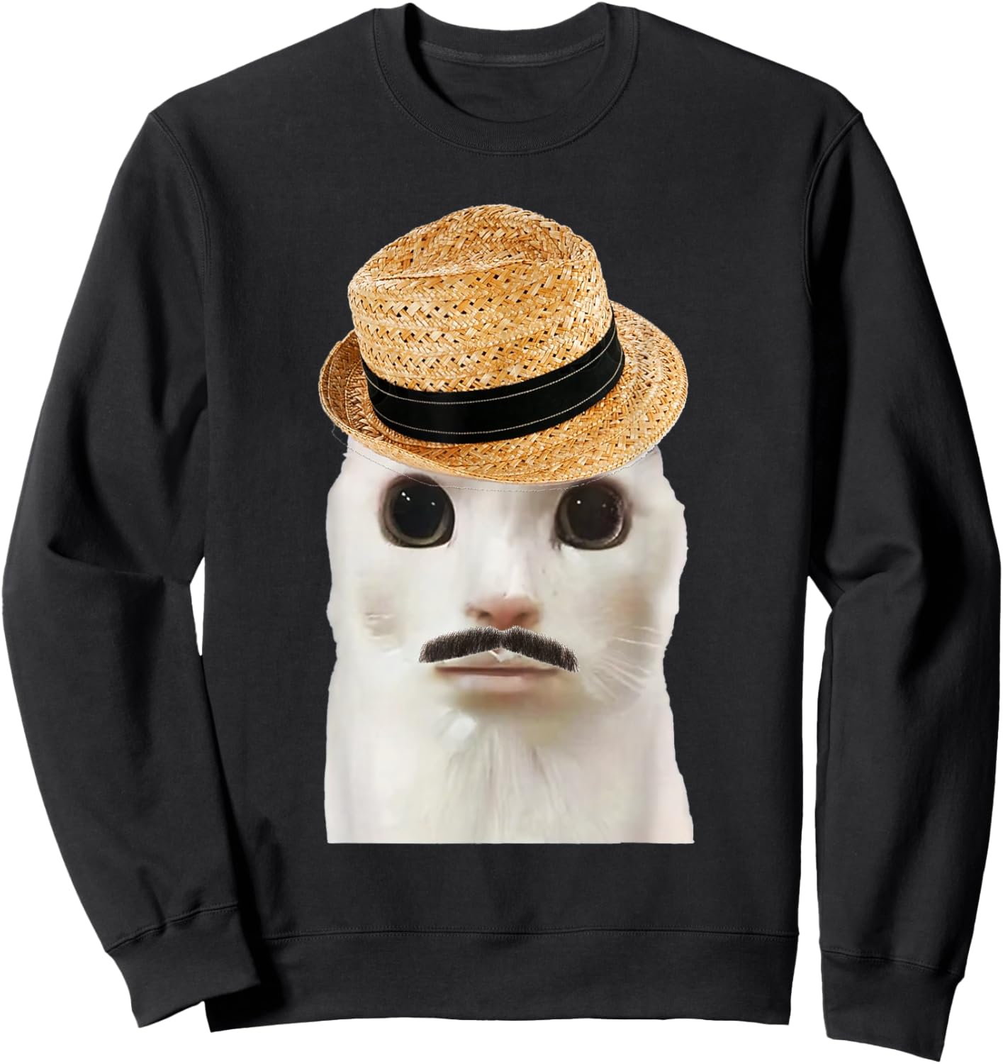 Goofy Ahh Cat Meme Dank Cursed Weirdcore Cringey Banana Cat , Black, S Sweatshirt - Sweatshirt | Black