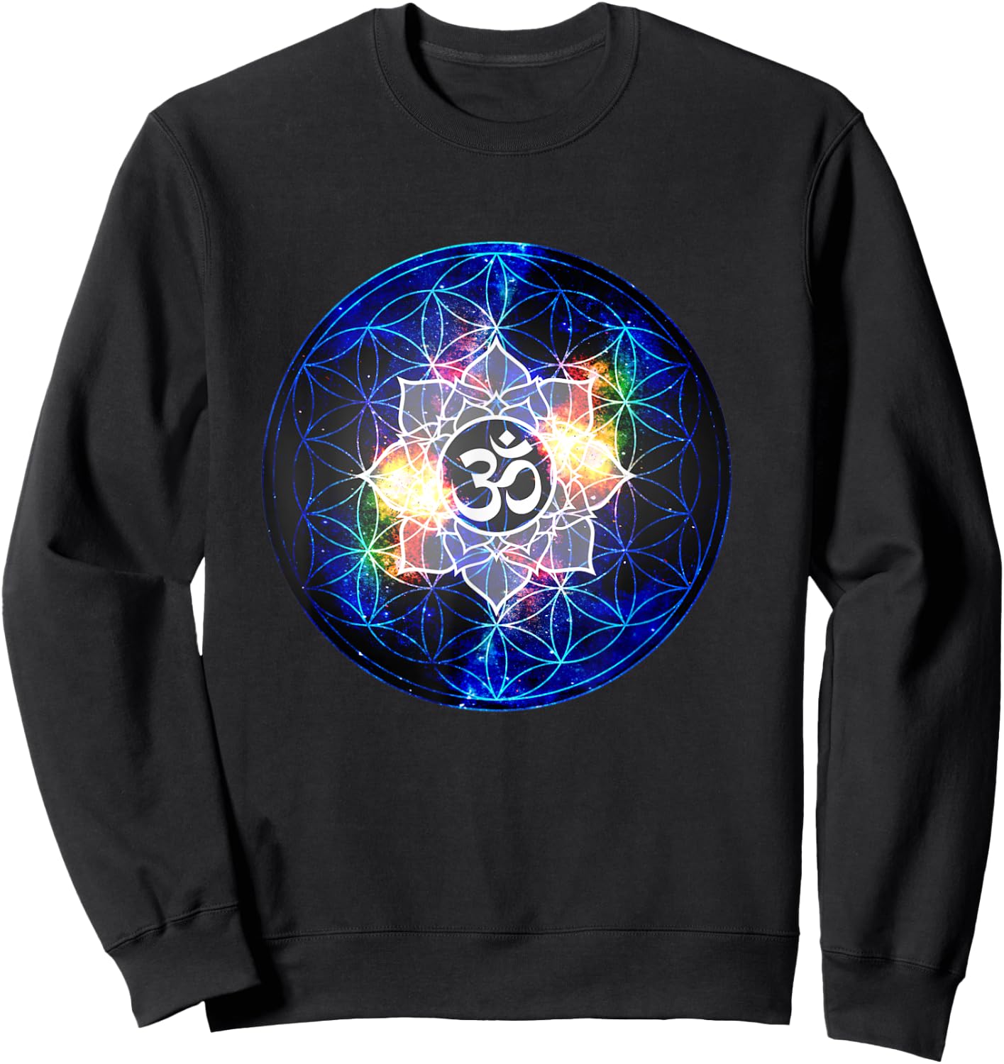 Power Om Flower of Life Sacred Geometry Sweatshirt - Sweatshirt | Black