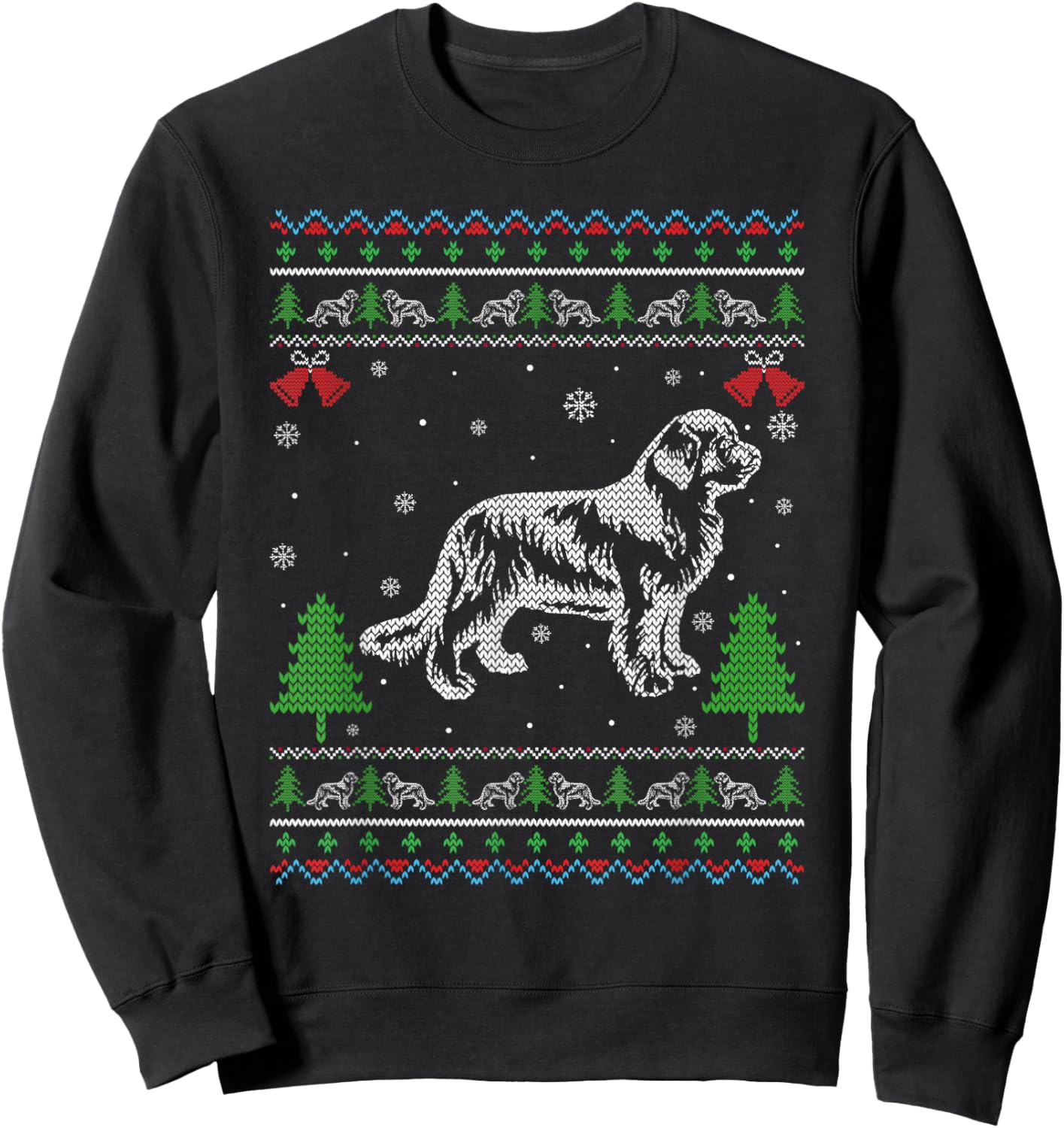 Ugly Xmas Design Newfoundland Dog Ugly Christmas Sweater Women Kids Sweatshirt - Sweatshirt | Black