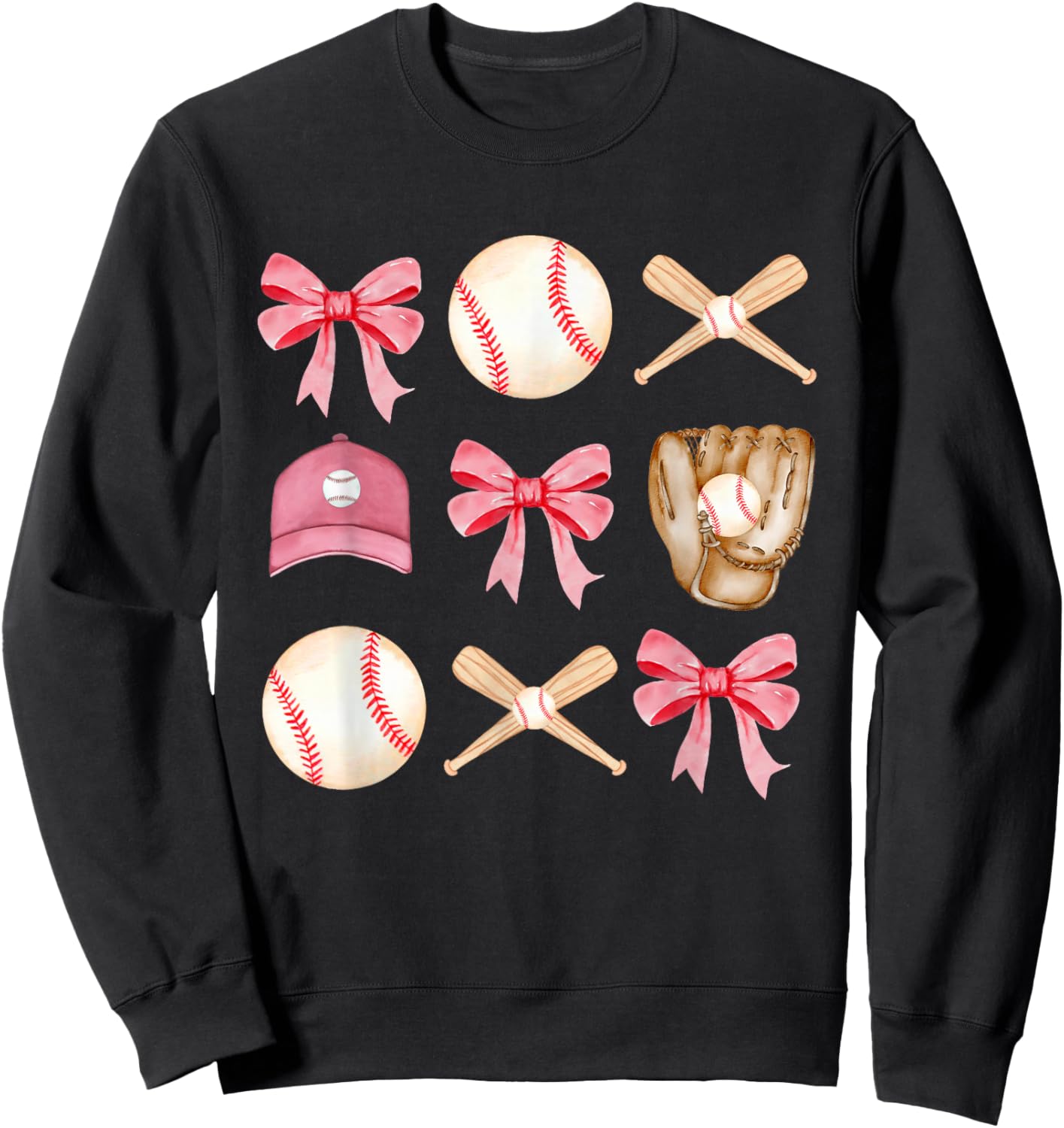 Baseball Mom Coquette Mothers Day Women Girls Baseball Mama Sweatshirt - Sweatshirt | Black