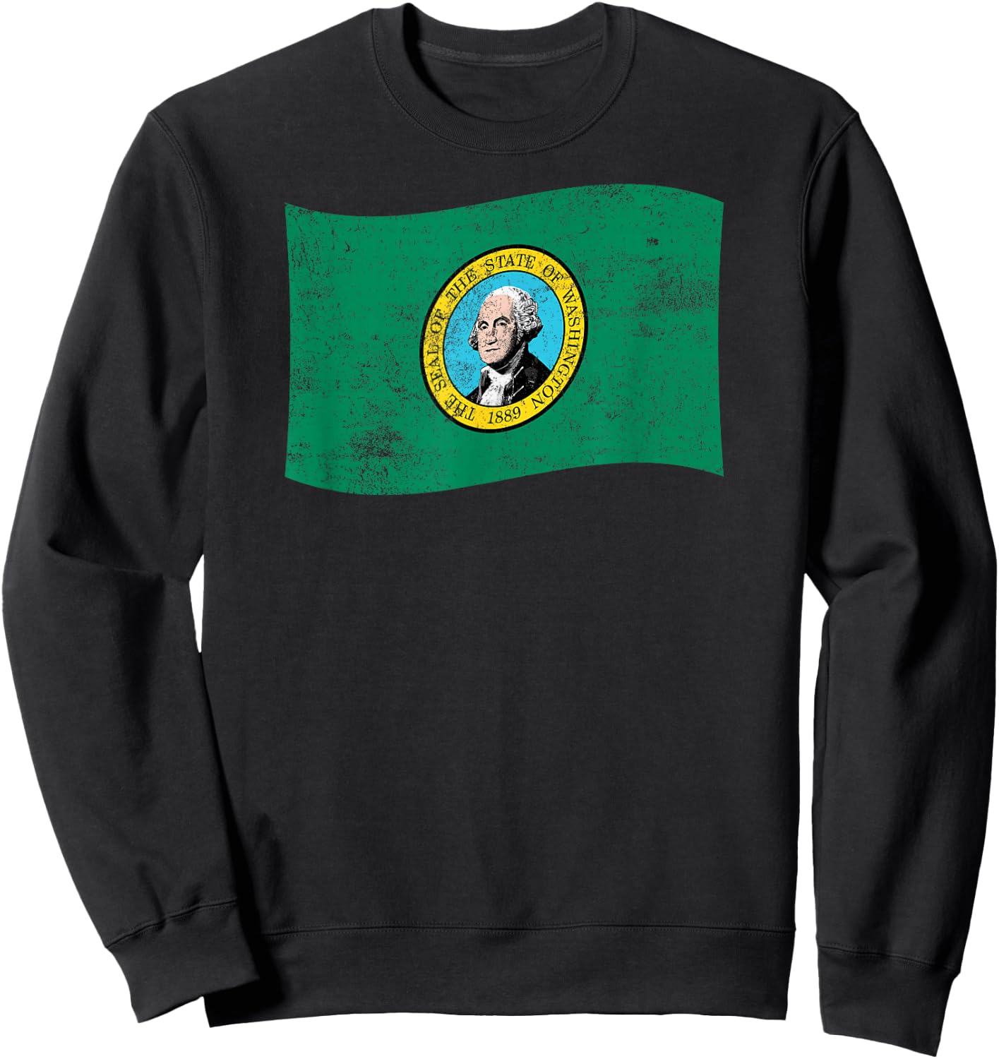 Washington Waving State Flag – WA Washingtonian Sweatshirt - Sweatshirt | Black