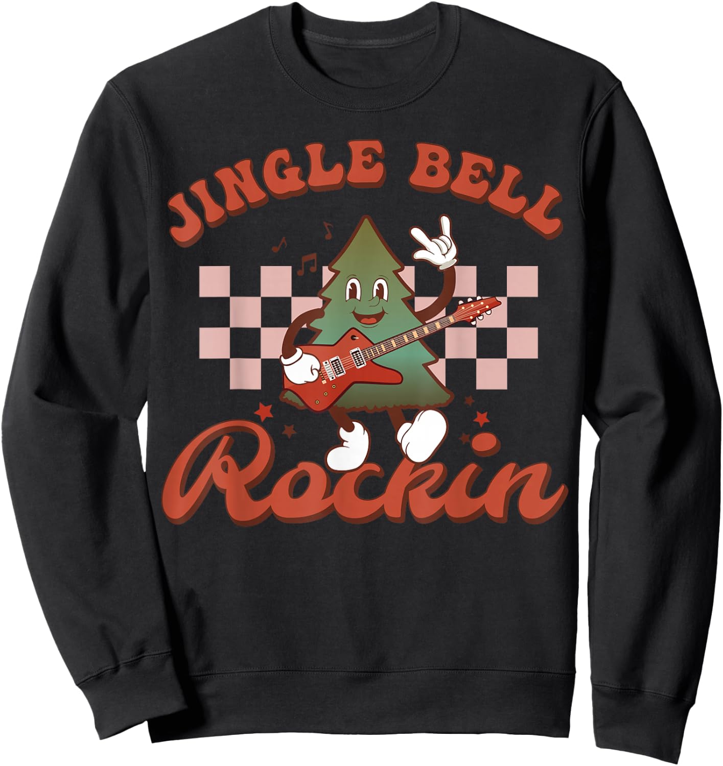 Jingle Bell Rocking Cute Christmas Rock n Roll Guitar Retro Sweatshirt - Sweatshirt | Black
