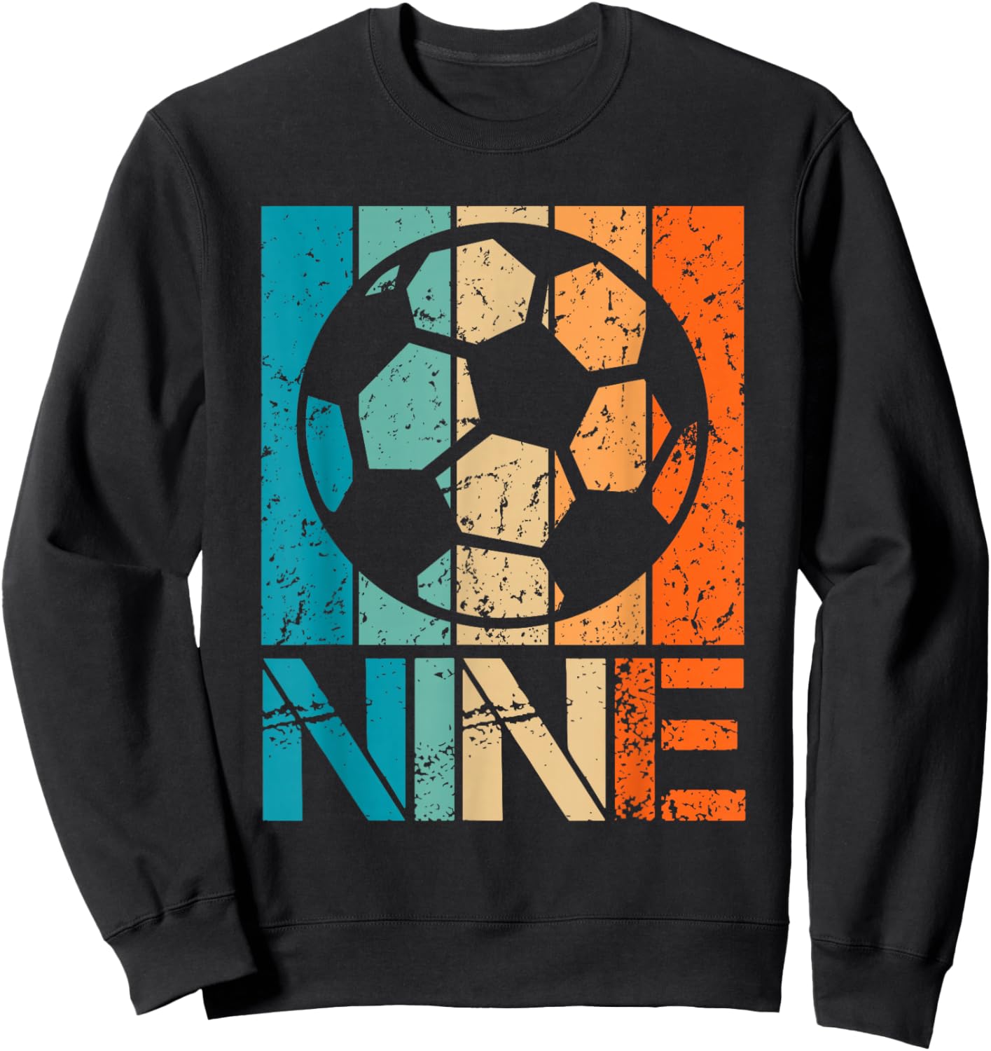 9th Soccer Birthday 9 Year Old 9yr Boys Girl Birthday Soccer Sweatshirt - Sweatshirt | Black