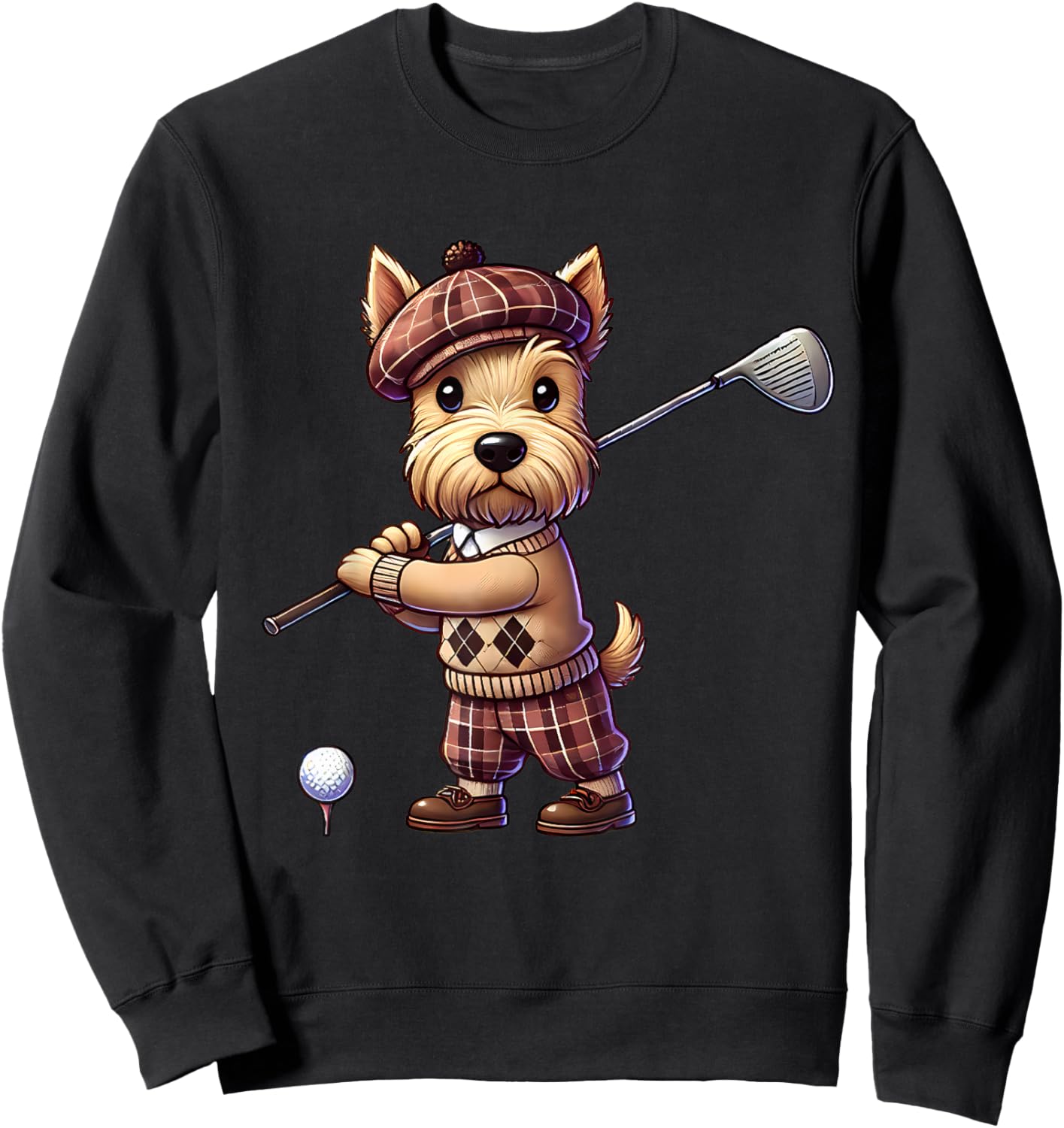 Cute Scottish Terrier Playing Golf Golfer Golfing Men Women Sweatshirt - Sweatshirt | Black