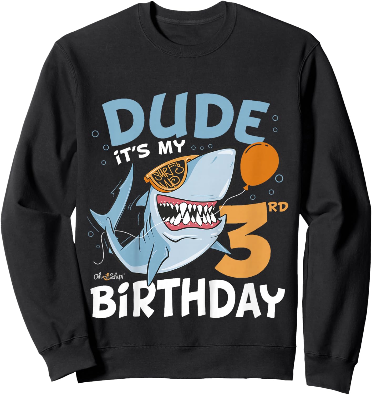 Kids Dude it's my 3rd Birthday - Fun Shark 3rd Birthday Boy Sweatshirt - Sweatshirt | Black