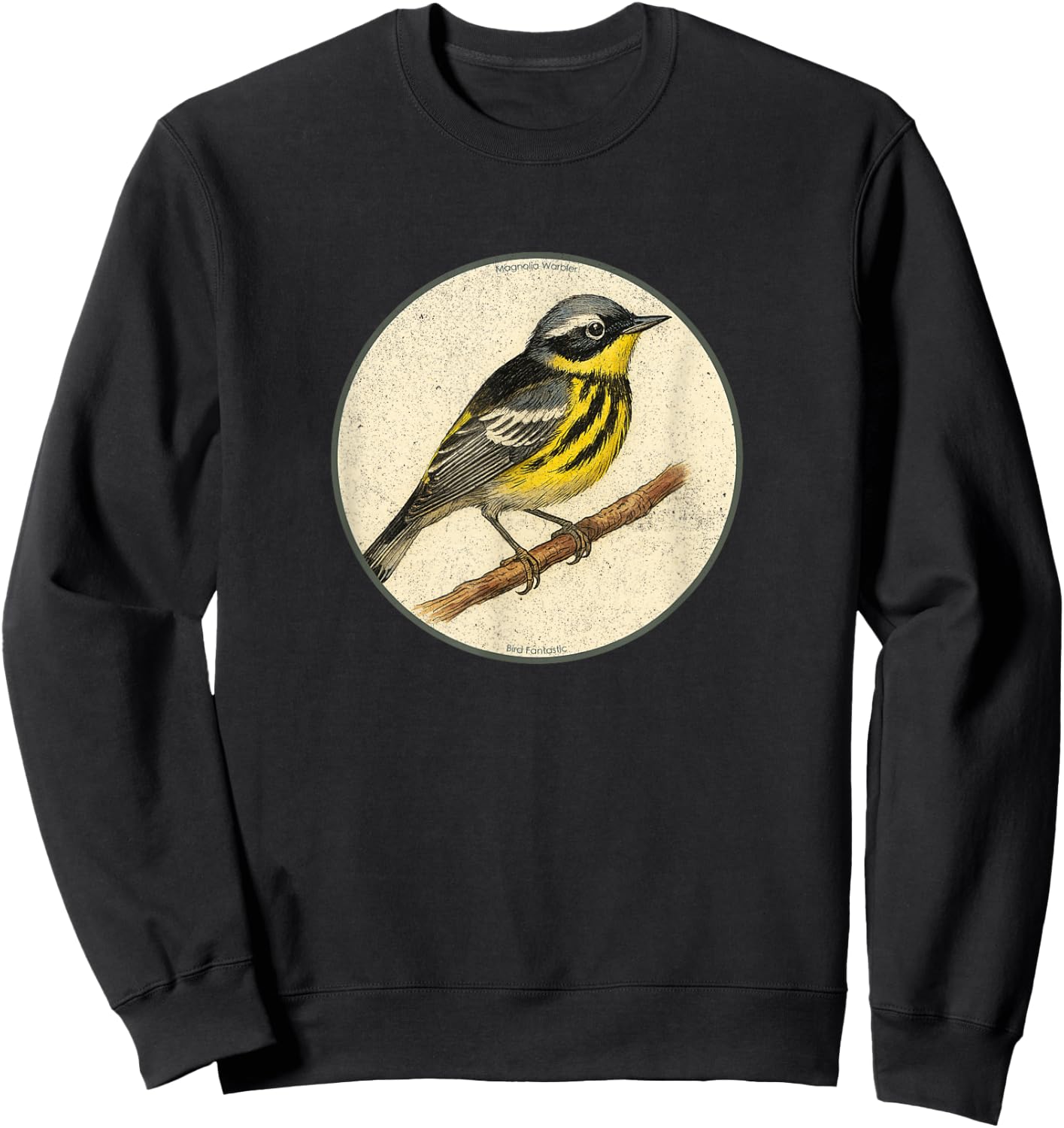 Colorful Retro Magnolia Warbler Bird Design Sweatshirt - Sweatshirt | Black