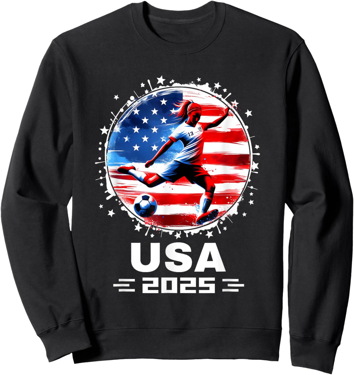 American Flag Soccer Team Women's Soccer Girls Soccer 2025 Sweatshirt - Sweatshirt | Black