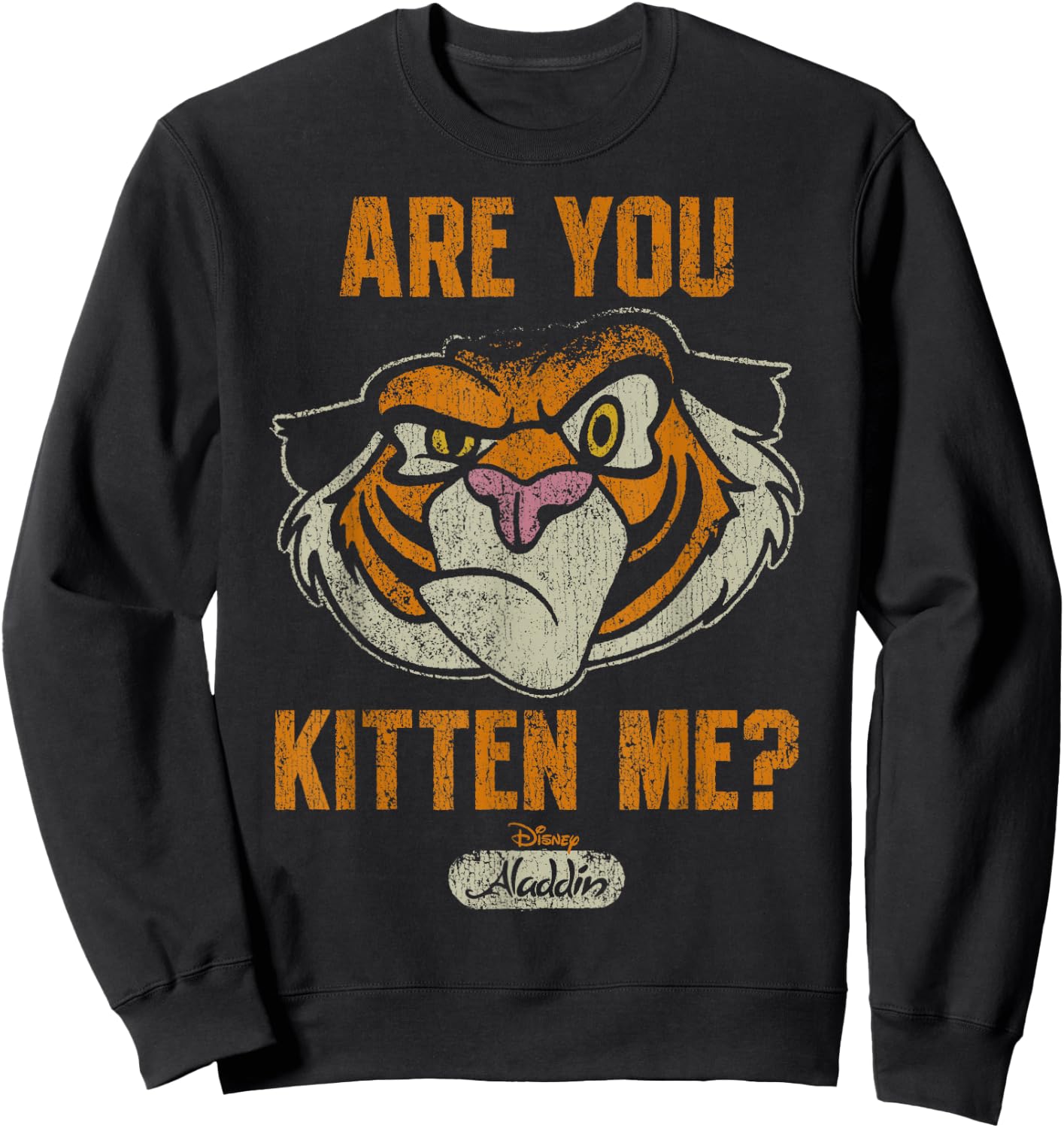 Disney Aladdin Rajah are You Kitten Me? Faded Portrait Sweatshirt - Sweatshirt | Black