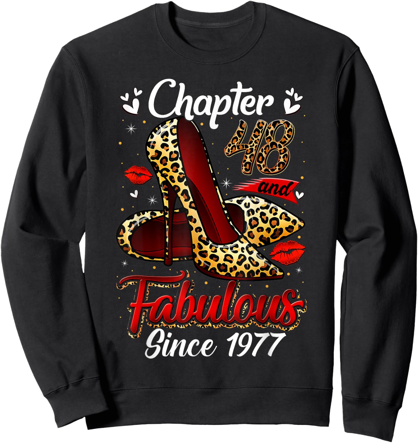 Chapter 48 Fabulous Since 1977 48th Leopard Birthday Queen Sweatshirt - Sweatshirt | Black