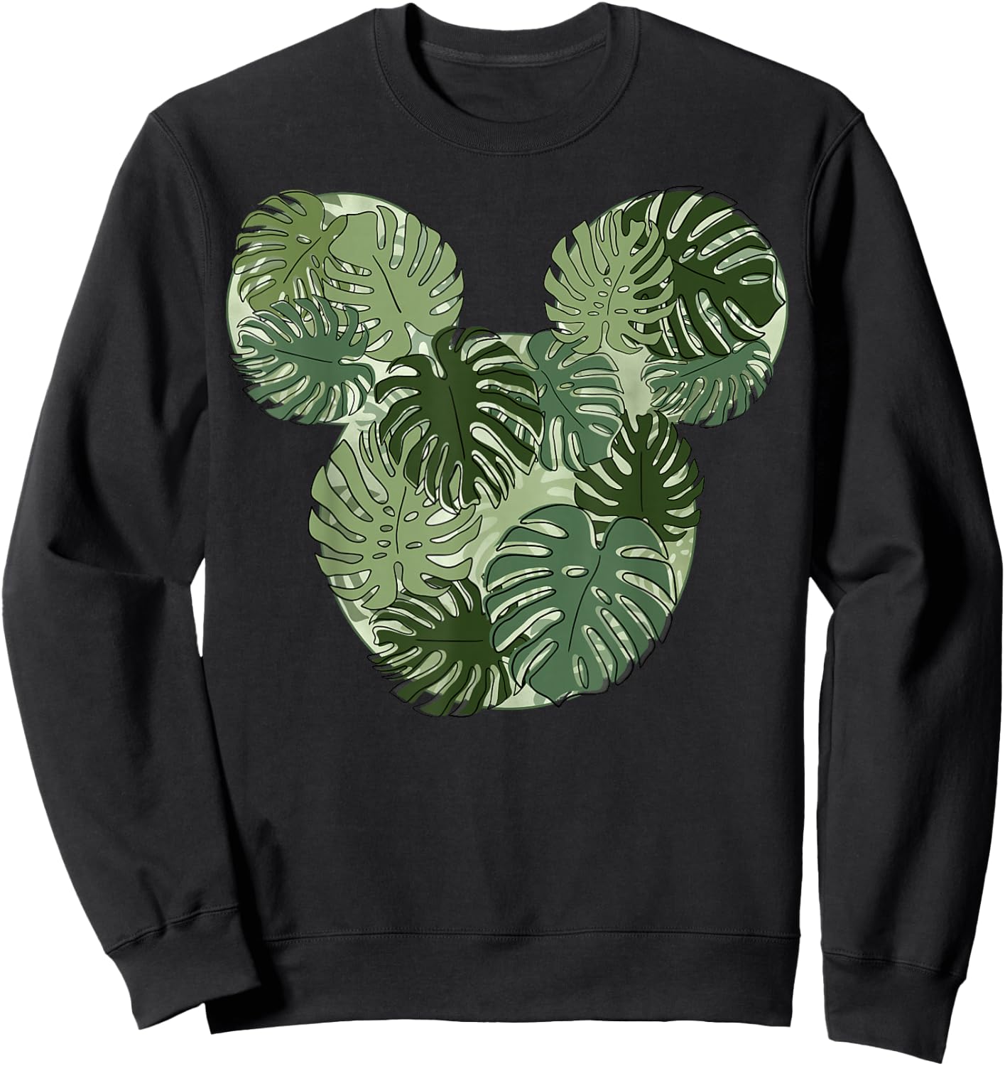 Disney Mickey & Friends Mickey Monstera Plant Fill Sweatshirt - Sweatshirt | Black