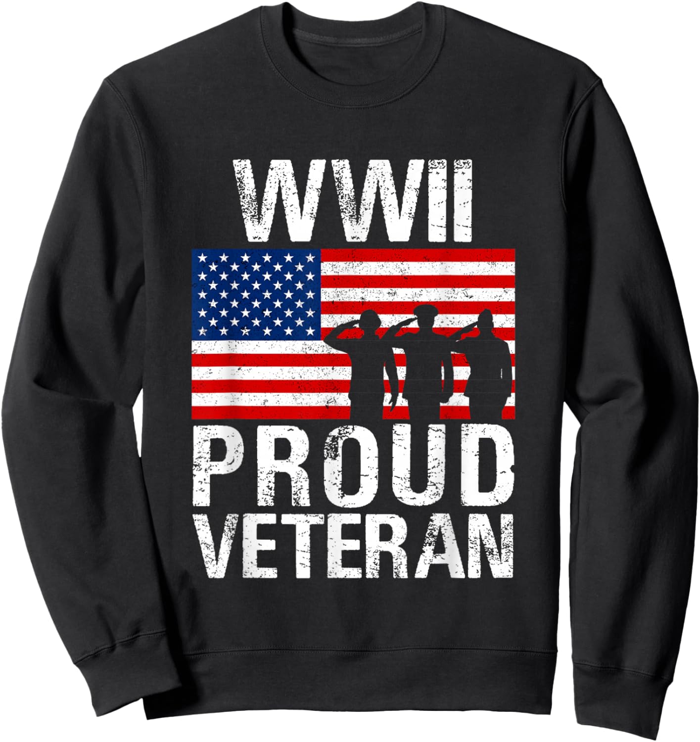 Patriotic USA Veteran Apparel & Gifts Outlet Proud WWII Veteran - Men's Classic Fit Black Short Sleeve - Small Sweatshirt - Sweatshirt | Black