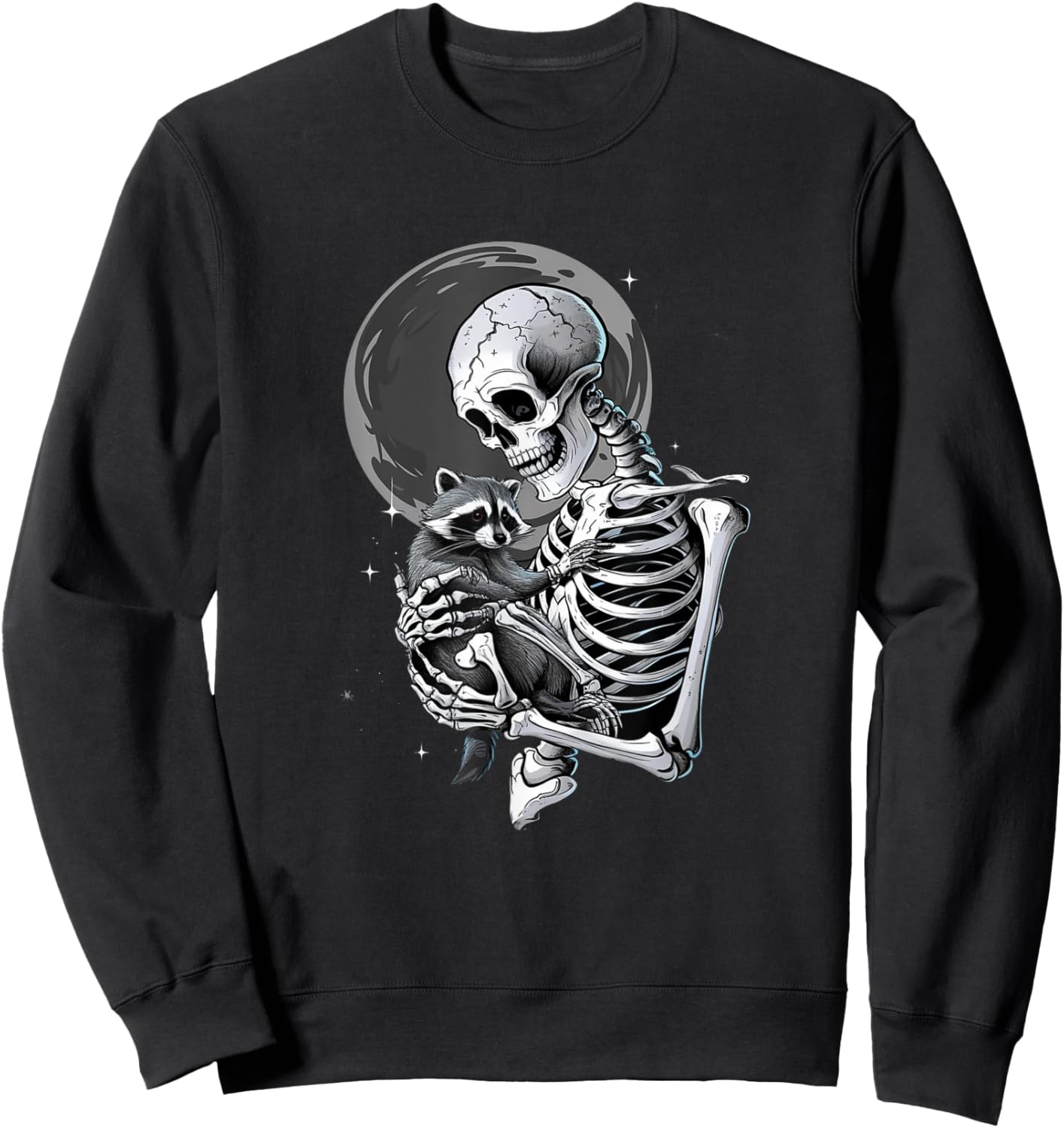 Raccoon Skull Cute Skeleton Halloween Men Women Kids Sweatshirt - Sweatshirt | Black