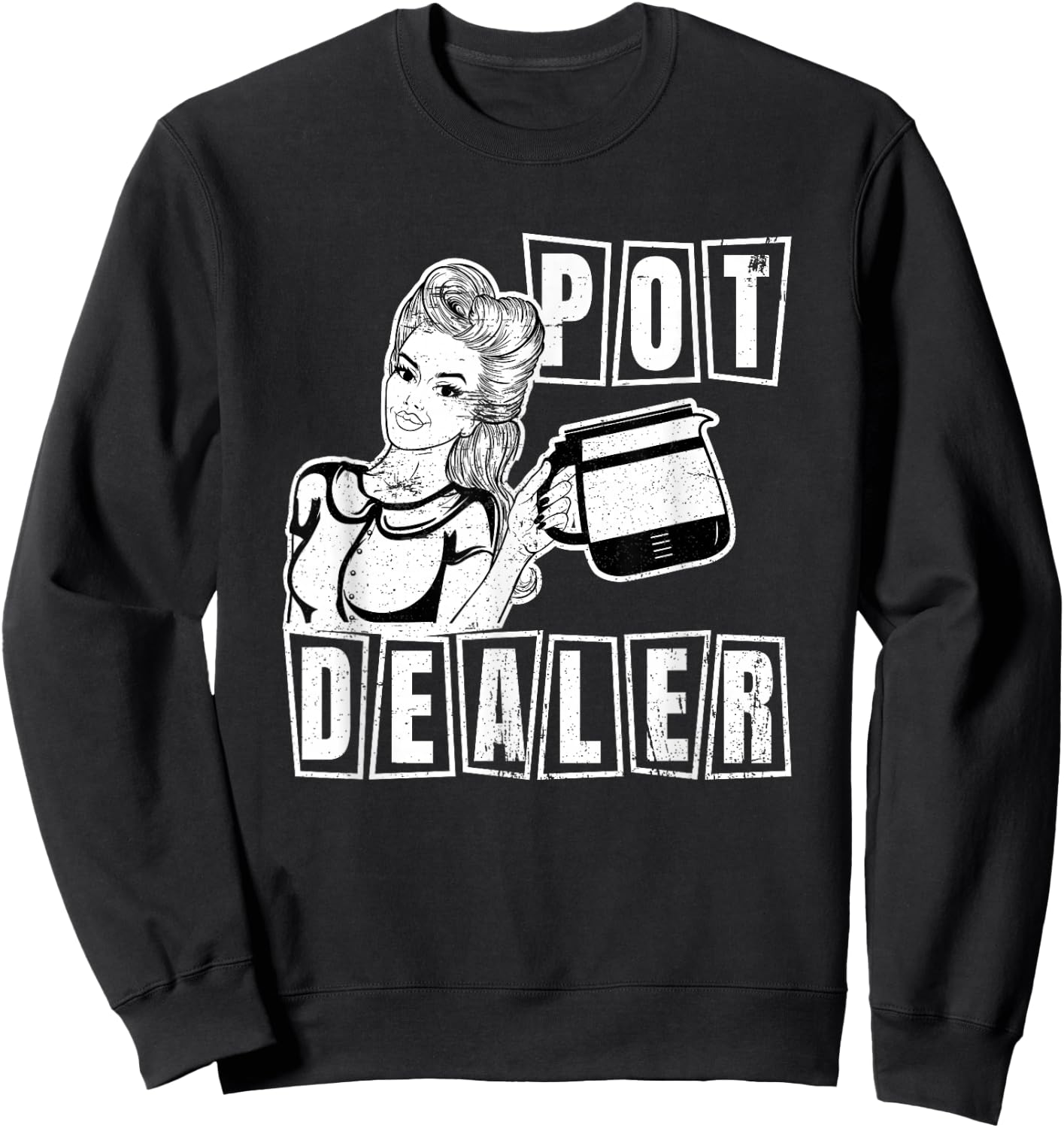 Funny Diner Waitress Retro Server Coffee Pot Dealer Sweatshirt - Sweatshirt | Black