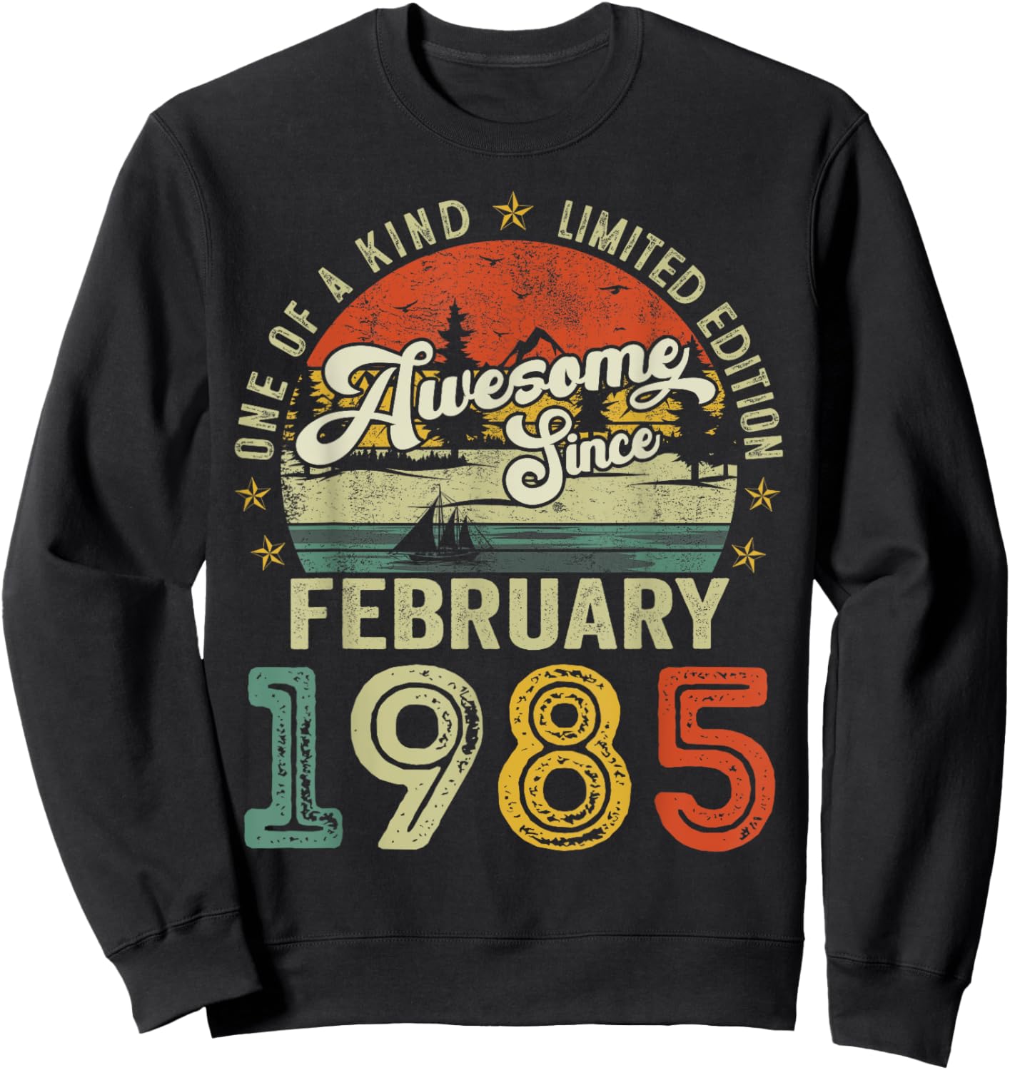 Awesome Since February 1985 Vintage Retro 40th Birthday Men Sweatshirt - Sweatshirt | Black