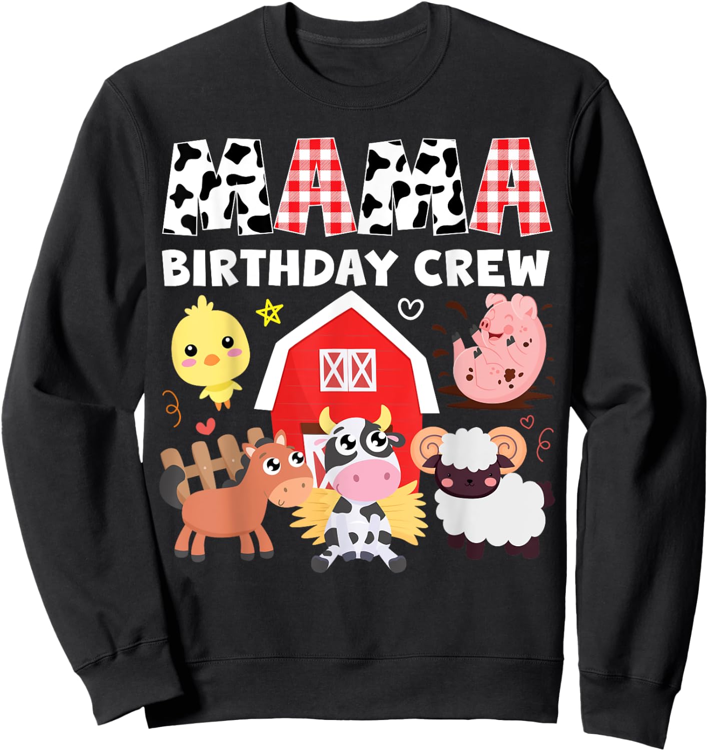 Cow Mama Birthday Crew Farm Theme Animals Birthday Party Sweatshirt - Sweatshirt | Black