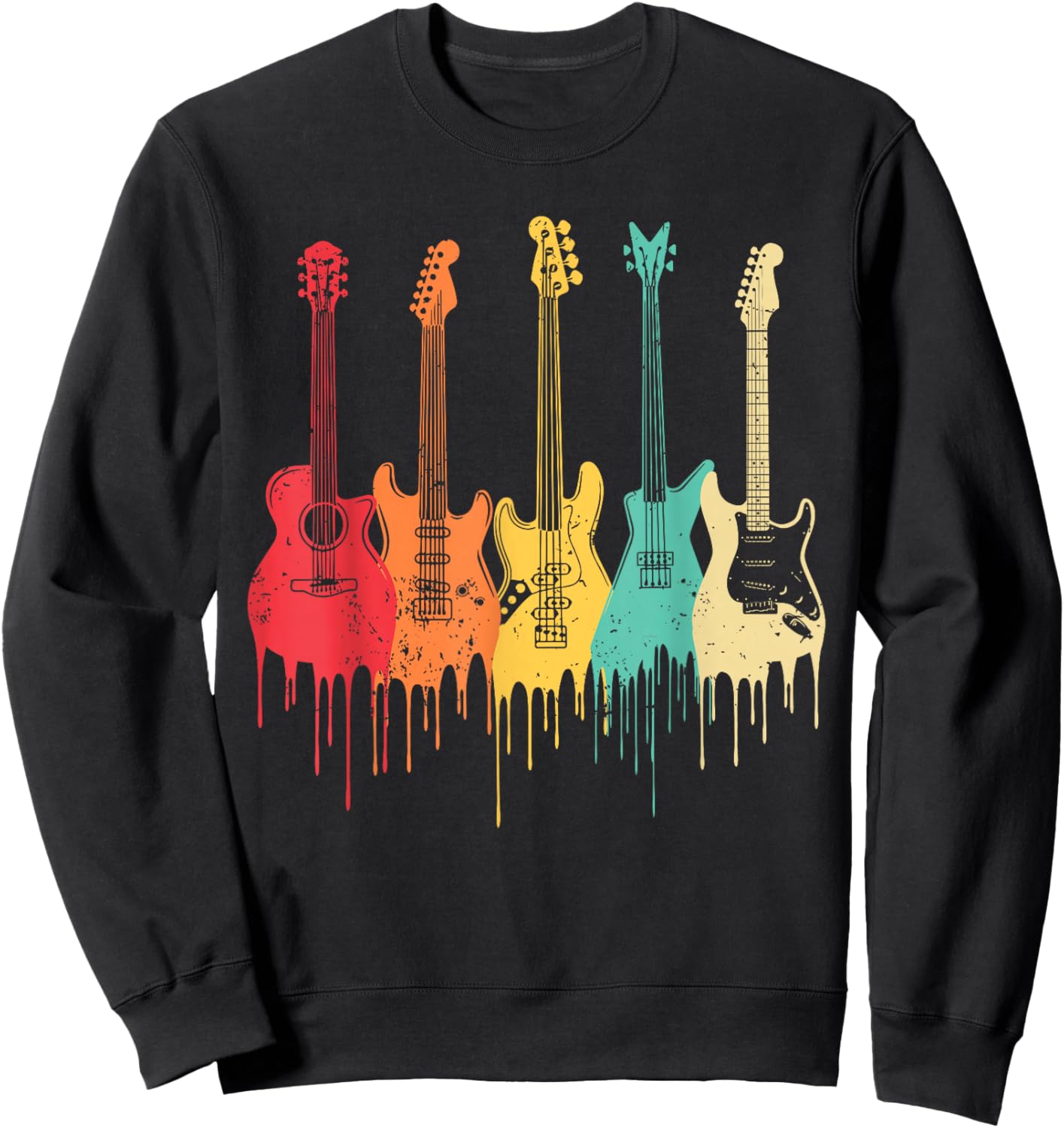 Vintage Guitar Gift Women Music Band Guitarist Stuff Sweatshirt - Sweatshirt | Black