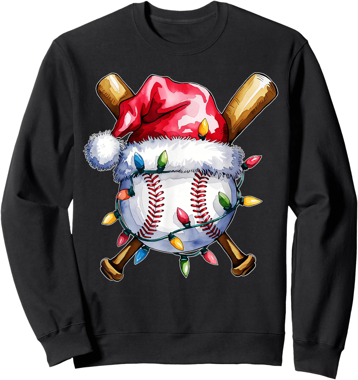 Santa Sports Design Boys Christmas Baseball Player Sweatshirt - Sweatshirt | Black