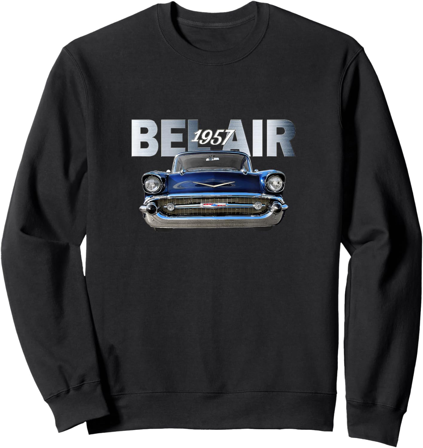 VINTAGE 1957 BEL AIR, AMERICAN, TRI-FIVE CLASSIC 50s CAR ART Sweatshirt - Sweatshirt | Black