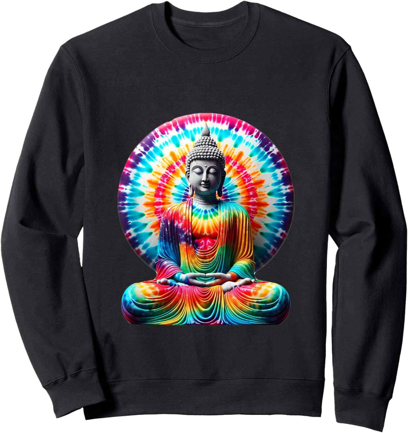 Buddha Tie Dye Vintage Yoga Spiritual Zen Buddhism Buddhist Sweatshirt - Sweatshirt | Black