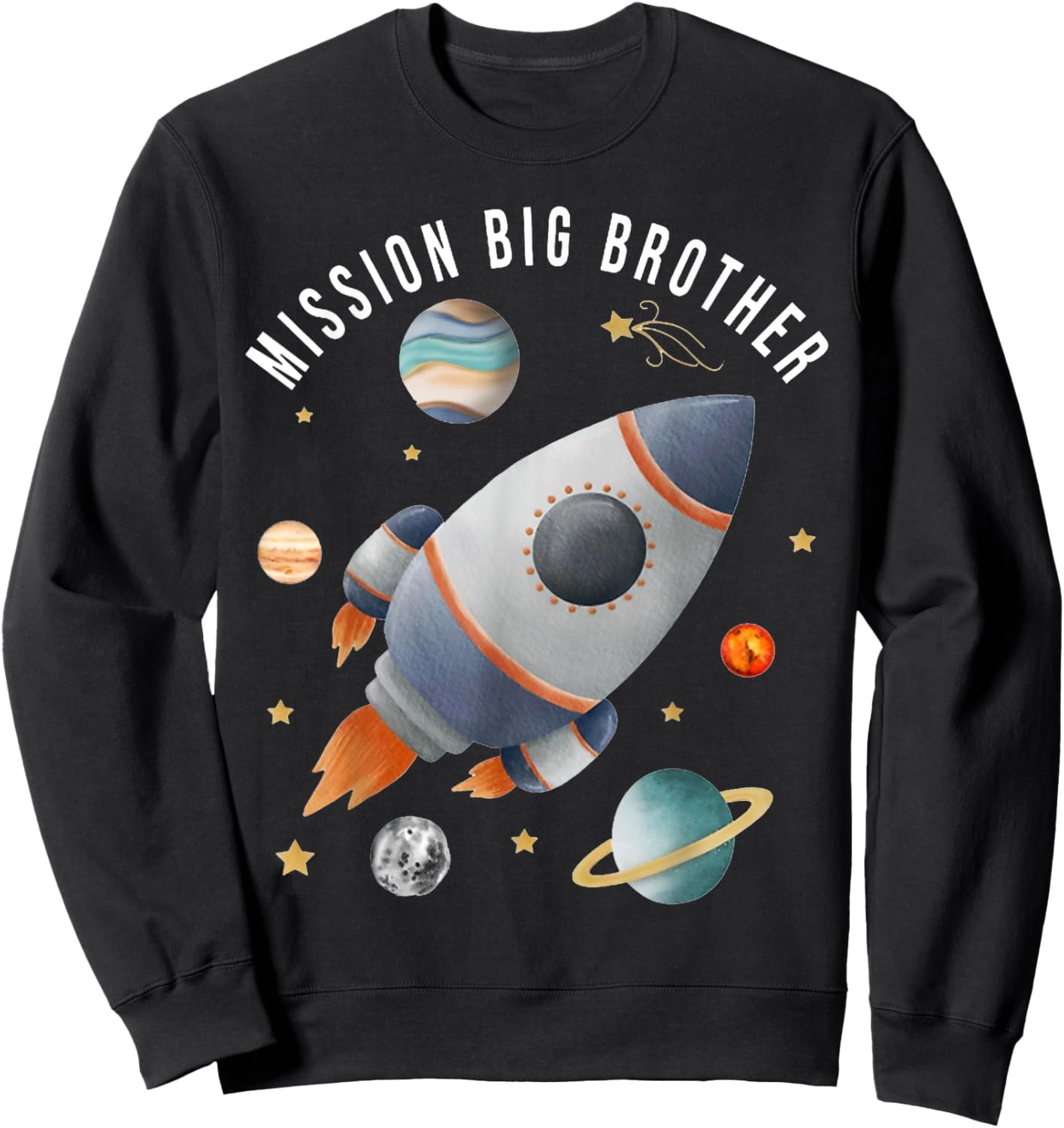 Mission Big Brother Funny Space Astronaut Rocket Baby Reveal Sweatshirt - Sweatshirt | Black