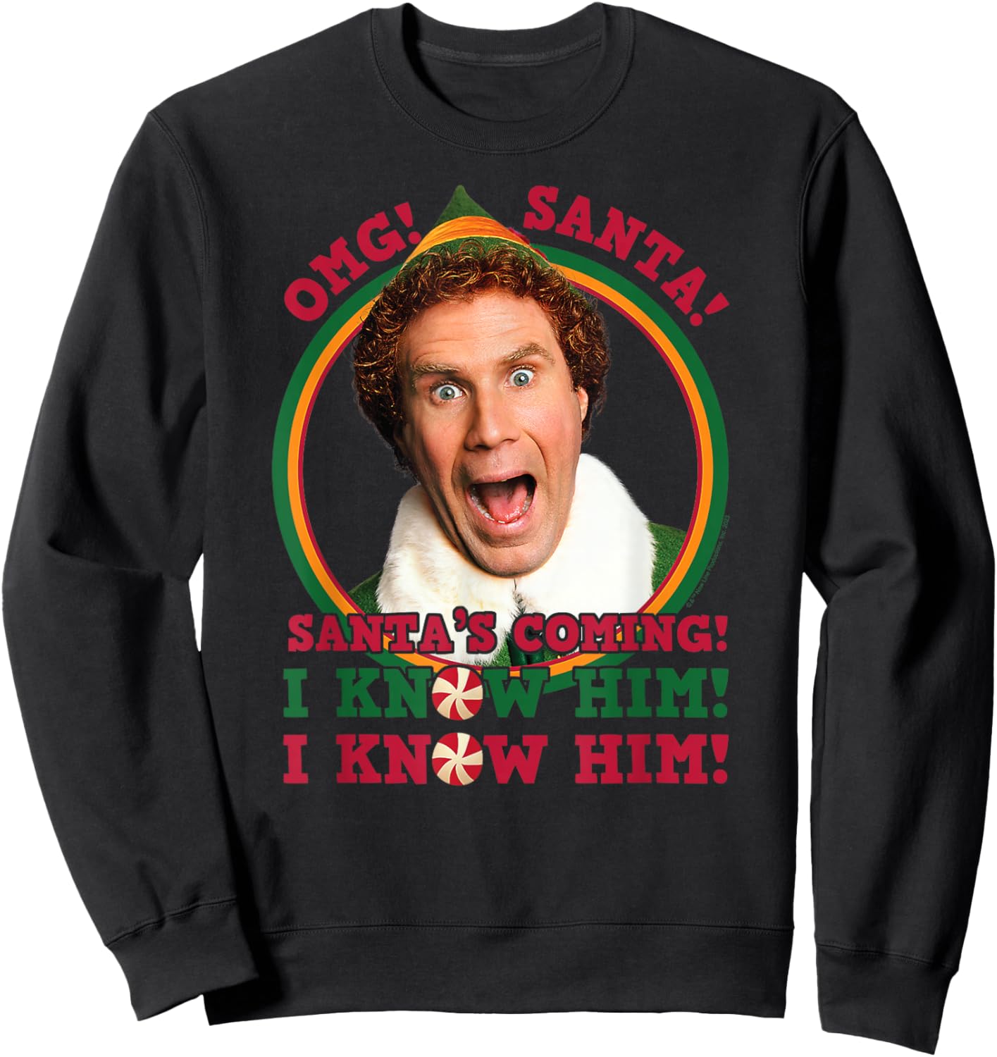 Elf - OMG Santa I Know Him Sweatshirt - Sweatshirt | Black